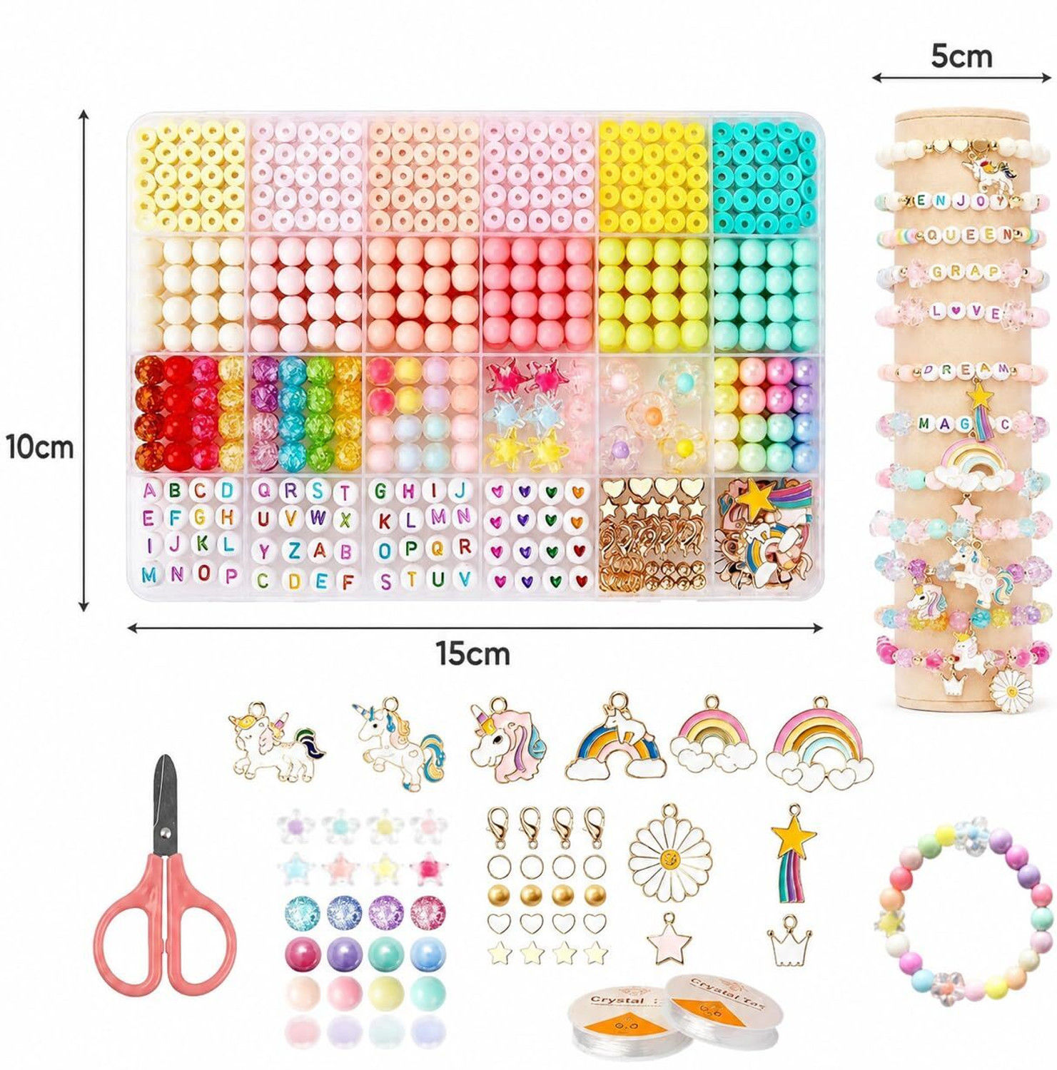 Image of RANNADE DIY Bracelet Making Kit for Girls with Beads, Charms & Storage Box Set