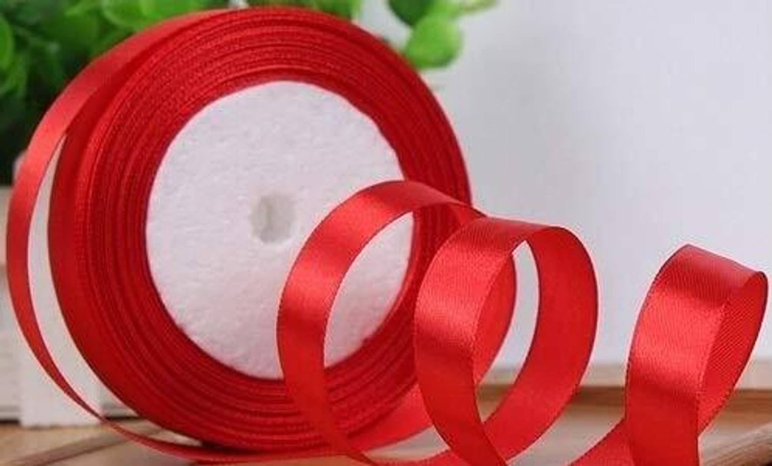 AAASAH Satin Ribbons for Decorations Art & Craft Red Color 5 Roll: 42.5 Meter