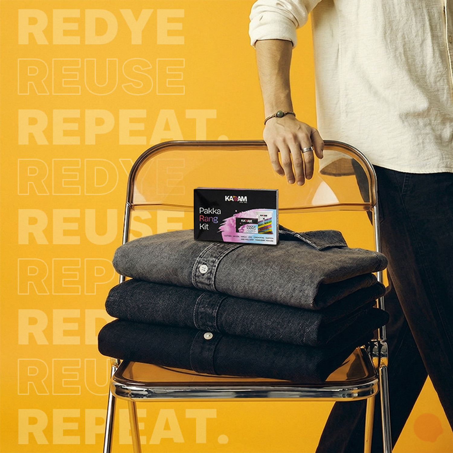 Image of KADAM Pakka Rang| No.27 Jeans Black Color Dye 3 Sachets with Dyfix 3 Sachets