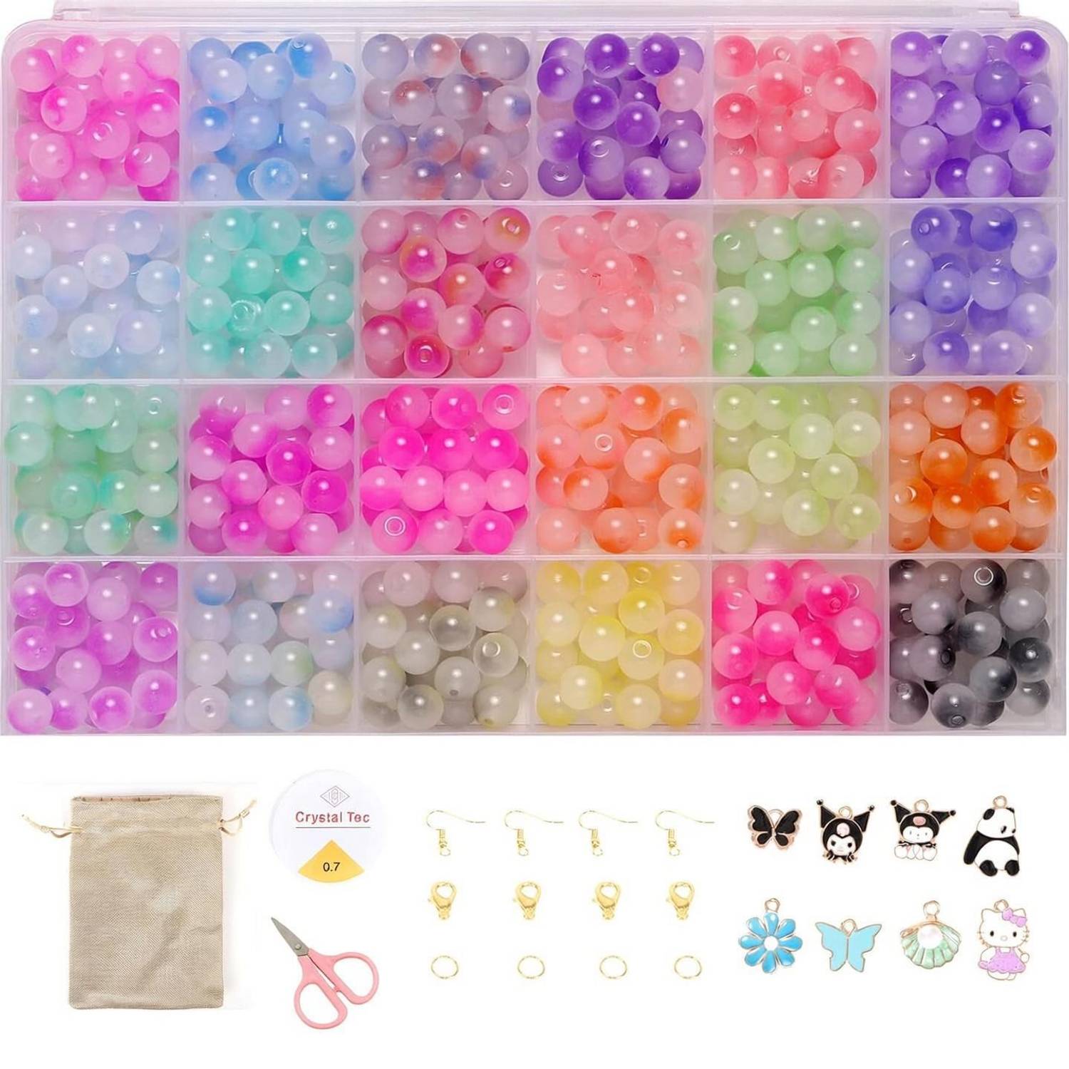 ambitieux 24 glass half jelly beads jewellery making kit