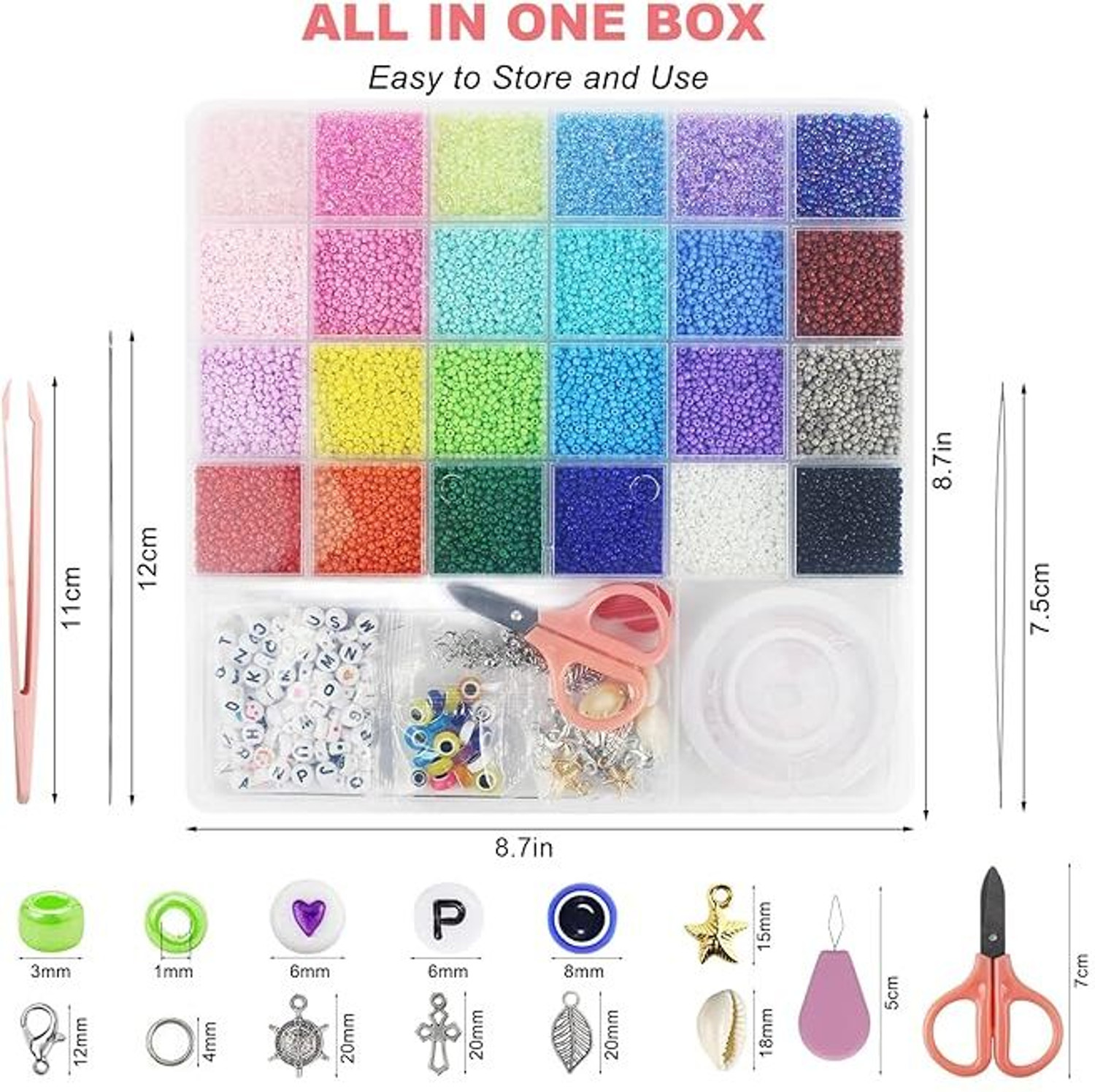 Image of FLEXIFIND 17000pcs 2mm Glass Seed Beads for Jewelry Making Kit