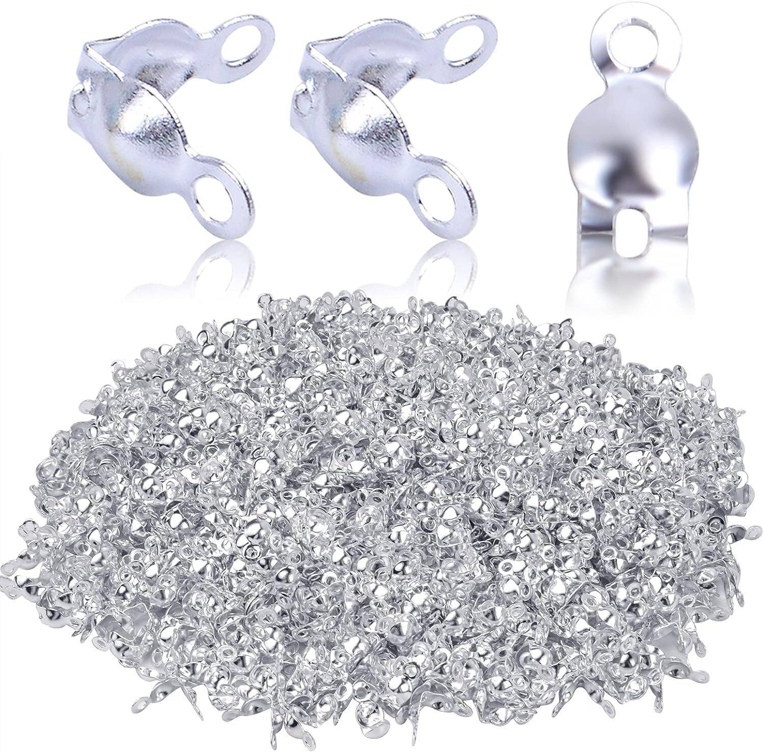 Beadsnfashion Finding for Jewellery Making Clam Shell Ending Silver (3 mm) - Pack of 200 Pieces