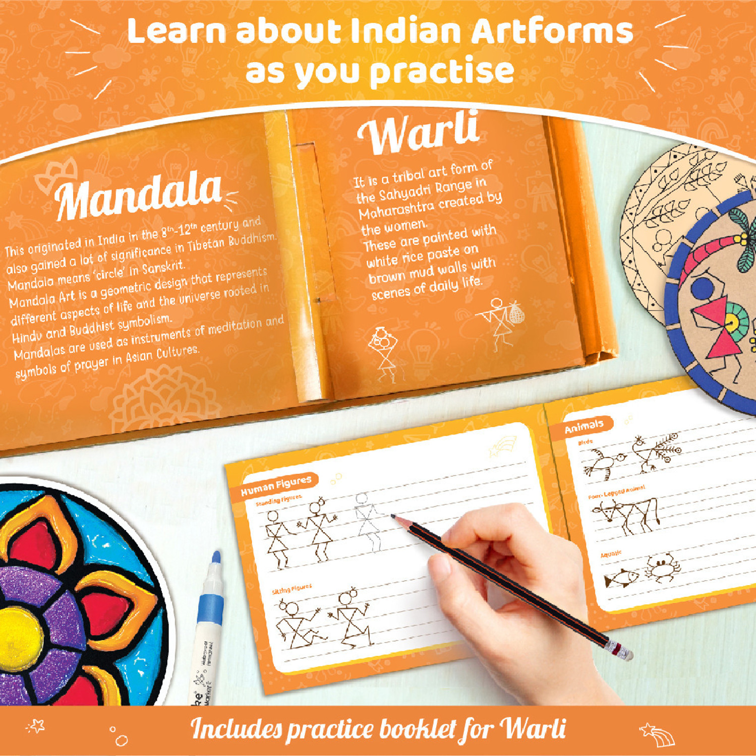 Image of Imagimake Indian Art Forms - Learn 5 Indian - DIY Craft Kit For Kids 8 Years+
