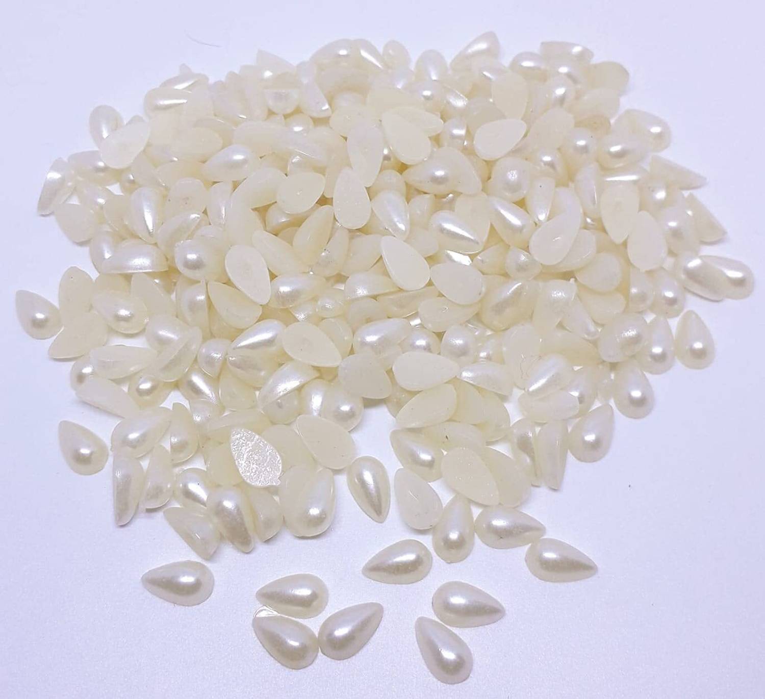AAASAH Drop Half Cut Pearls for Craft Material, Dress Making 200 Beads (Off White)
