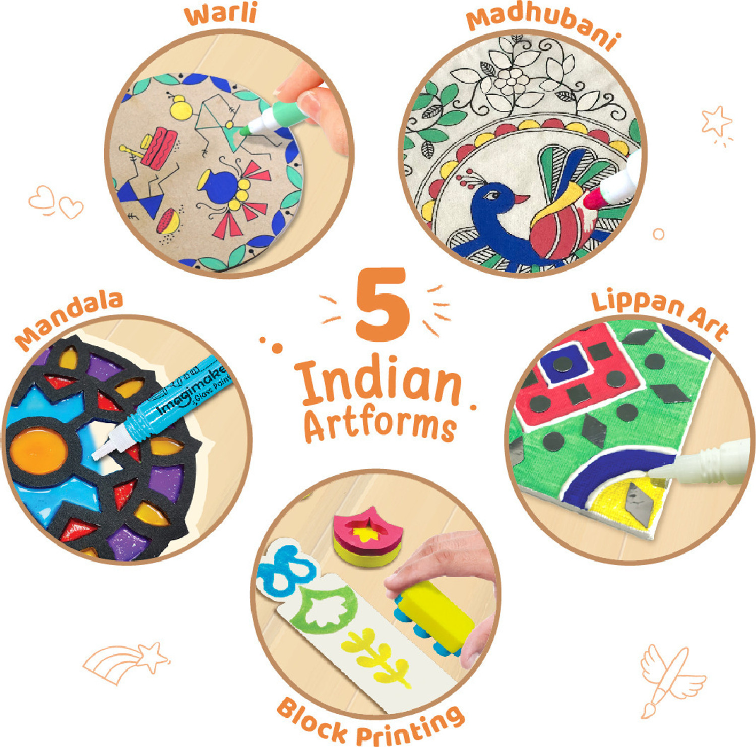 Image of Imagimake Indian Art Forms - Learn 5 Indian - DIY Craft Kit For Kids 8 Years+