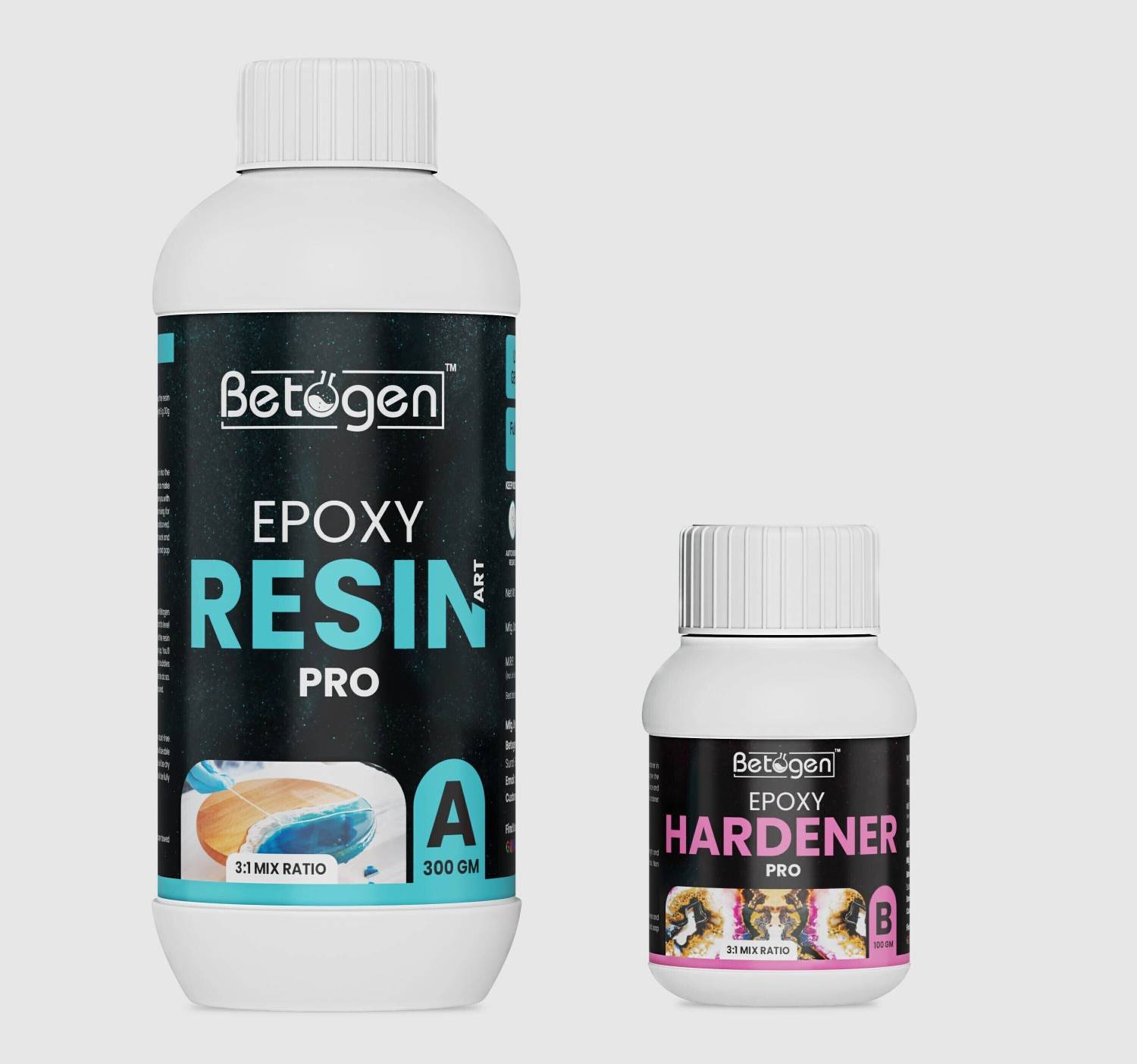 Betogen Epoxy Resin 3:1 Ratio ardener 400gm, Set For Art And CraftResin And H