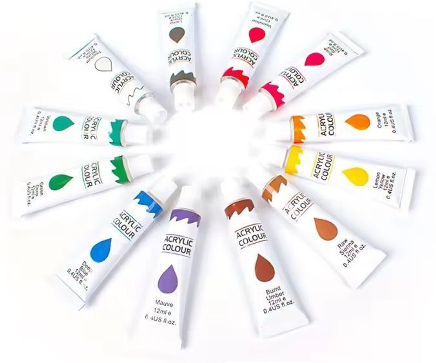 Image of pazenote Acrylic Color Aluminum Tube 12ml 24 Colors Acrylic Paint Set for Painting
