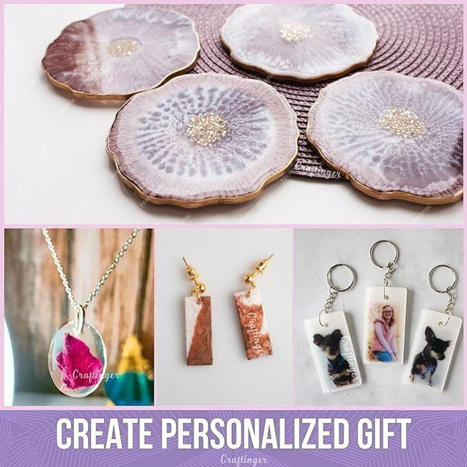 Image of Craftinger Resin Art Keychain kit With 200 Gm Resin & Mould And More