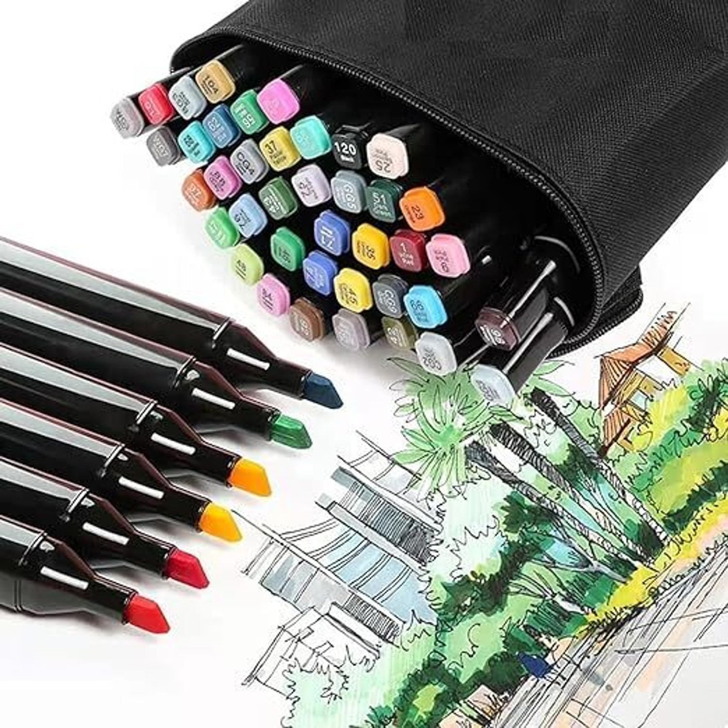 Image of Vasukie Calligraphy Dual Tip Nib Sketch Pens