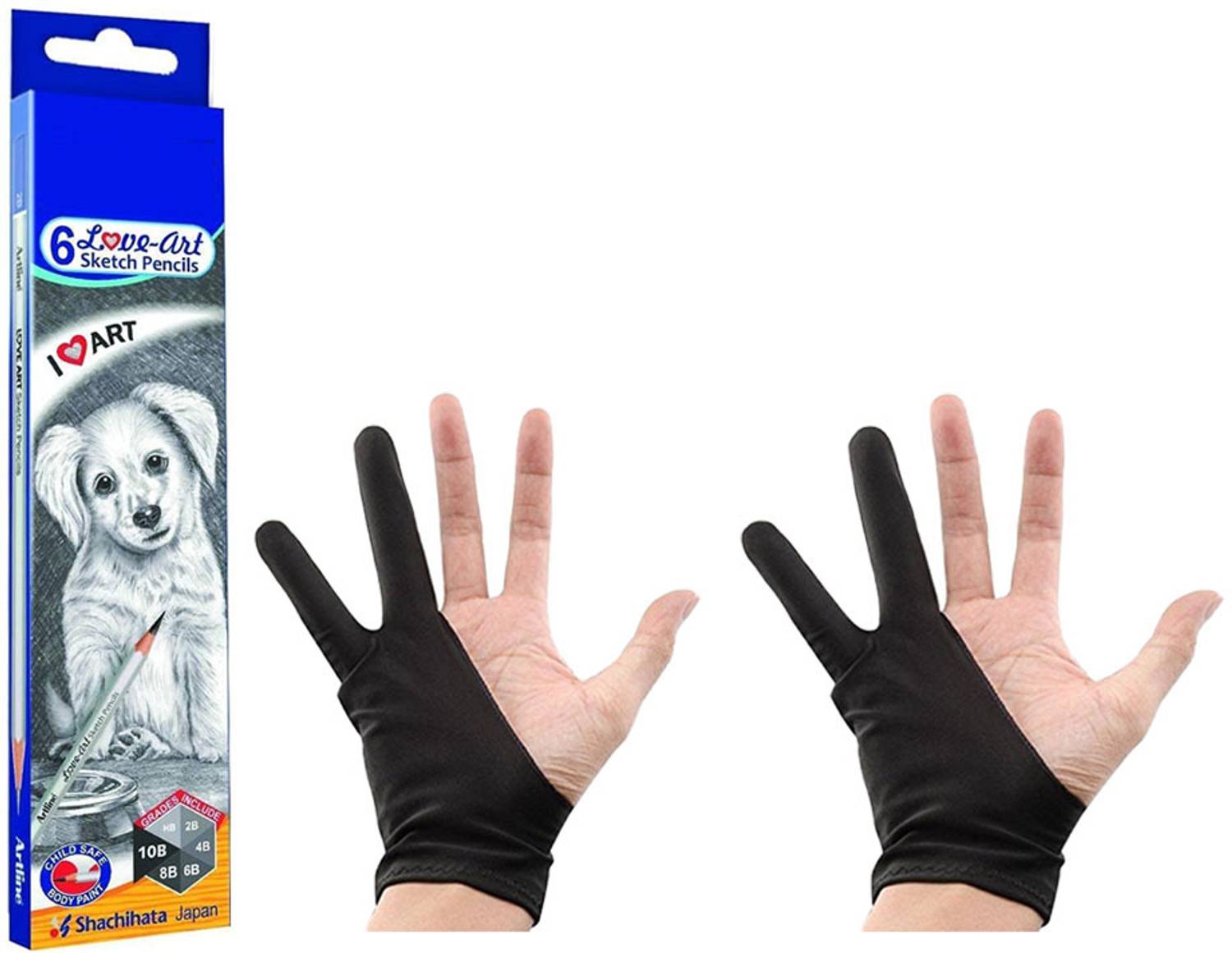 aklozzy A set of two-finger gloves and an artline pencil for artist sketching