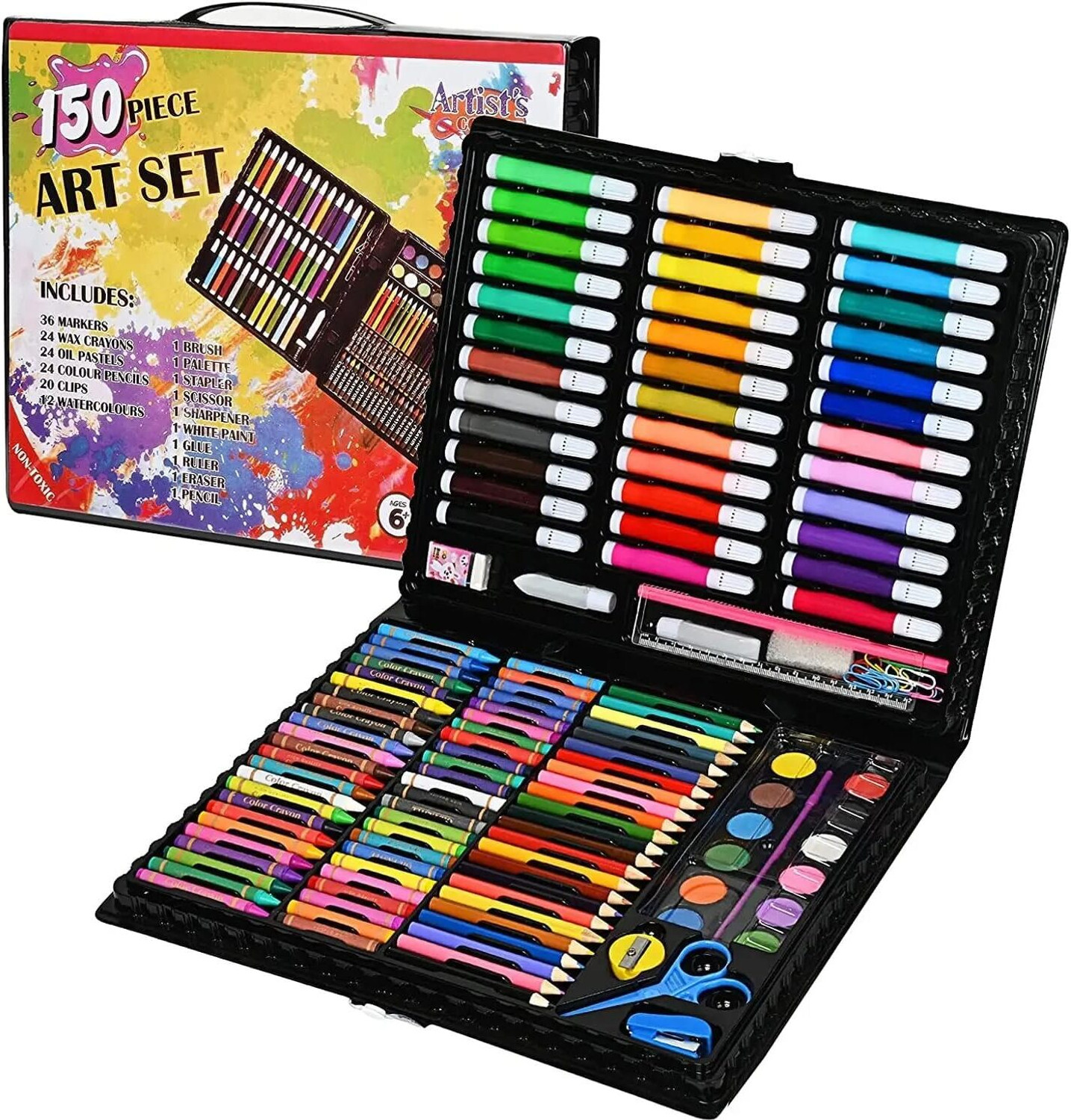 Image of Emaliya Retails Art Set for Kids with Case,150 Pieces Art Supplies Kit for Drawing and Painting.