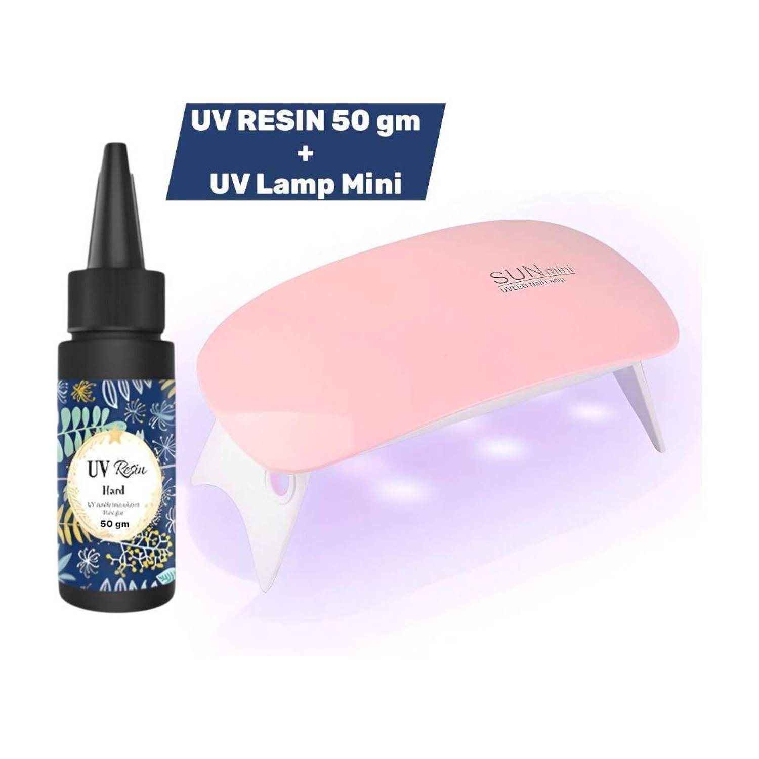 Adoere Sun Mini Lamp & 50g UV Resin Hard Clear Glossy Finish for Artists & Professional