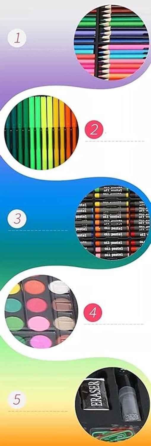 Image of TONY STARK Deluxe Kids Art Set for Drawing Painting with Portable Art Box (Black,150pcs)
