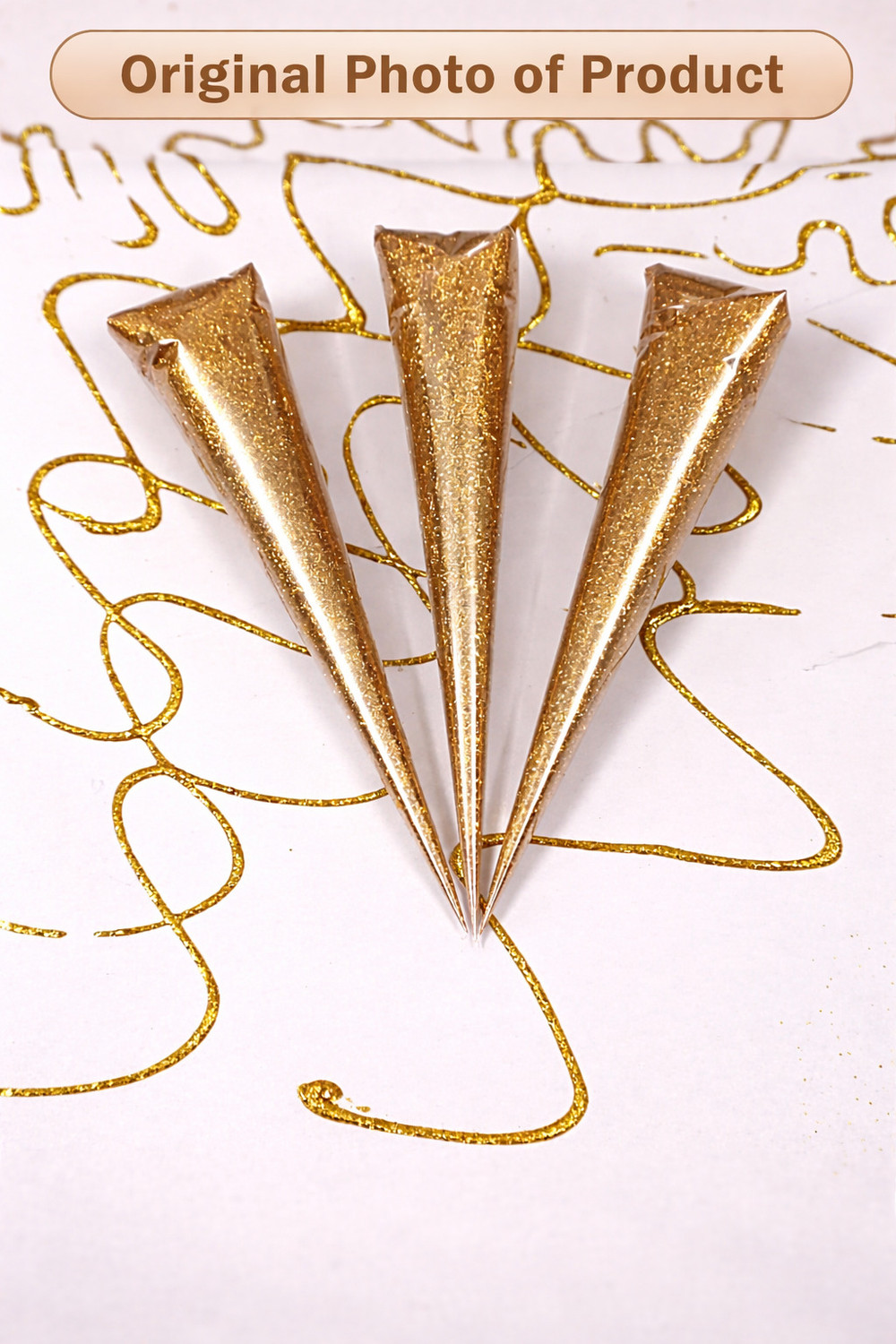 Image of Krizadiv 6 PCS golden glitter outliner cone | glitter art cone | sparkle decoration glue