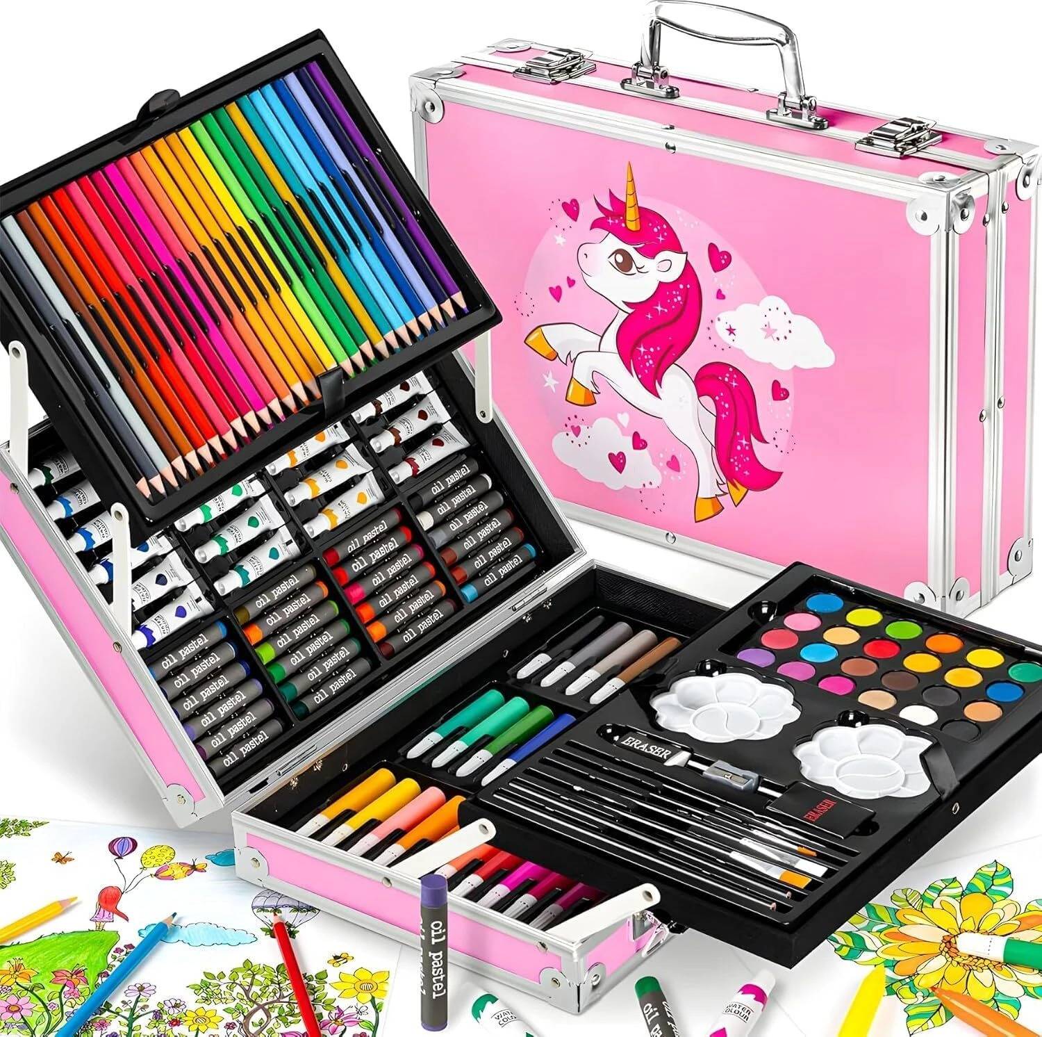 pavya Unicorn Art Set for Kids, 145 Pieces - Image 1