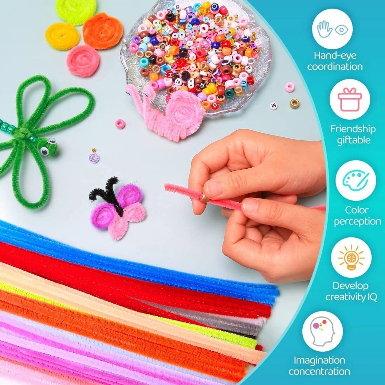 Image of Dhurviflora Multicolor Pipe Cleaners Craft Sticks - DIY Art & Craft Supplies for Kids