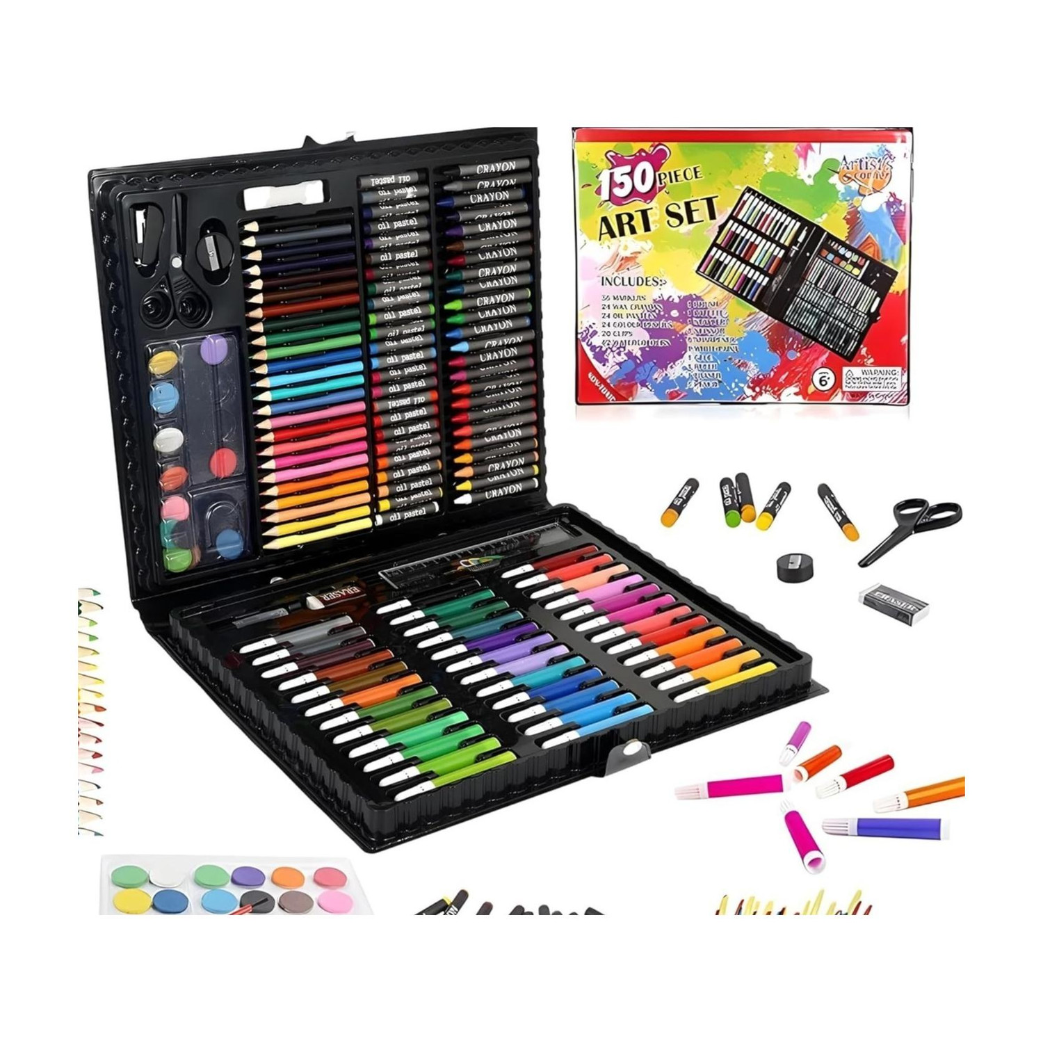 Image of Sahaj Enterprise Creative 150-Piece Art Set for Sketching and Coloring
