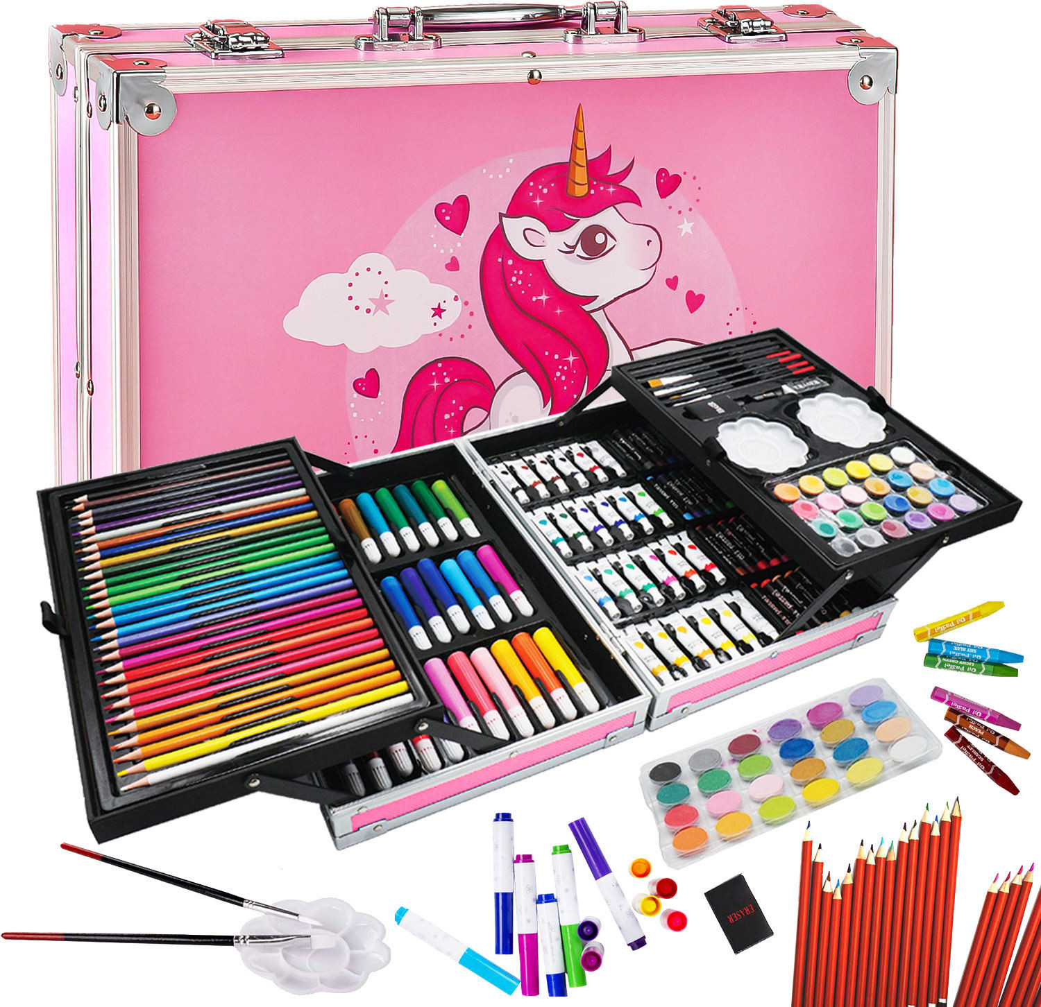 Image of KAMMATESWARA 145 Pieces Art Set for Kids with Unicorn Theme Art and Craft Kit for Drawing