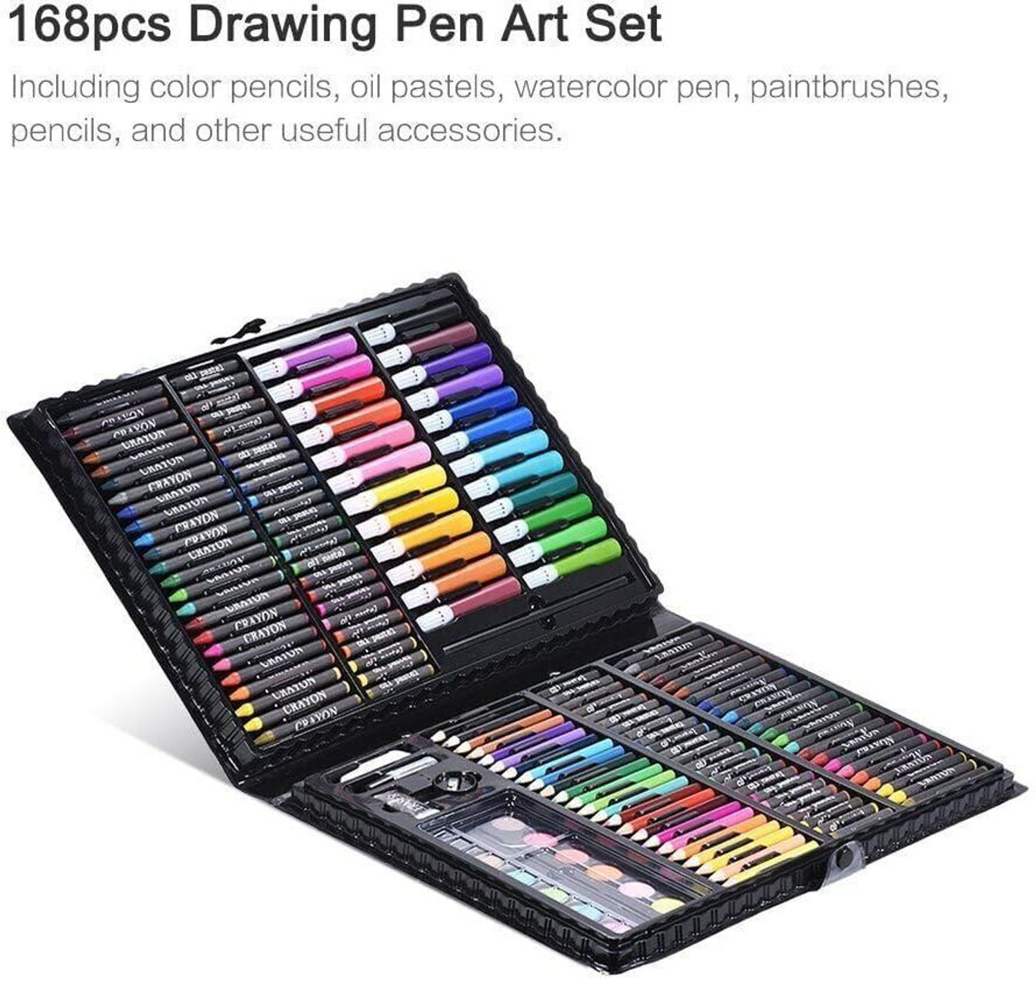 Image of Hogue Art Set Kit Painting Sketching Color Pencils Crayon Oil Pastel Marker Watercolor