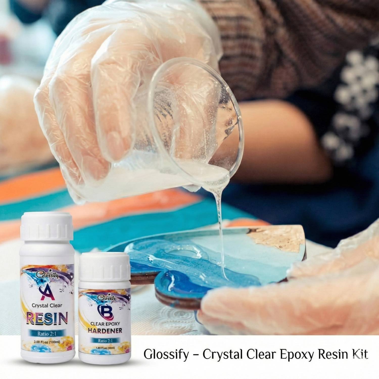 GLOSSIFY Crystal Clear Epoxy Resin Hardener Combo (300 ml)