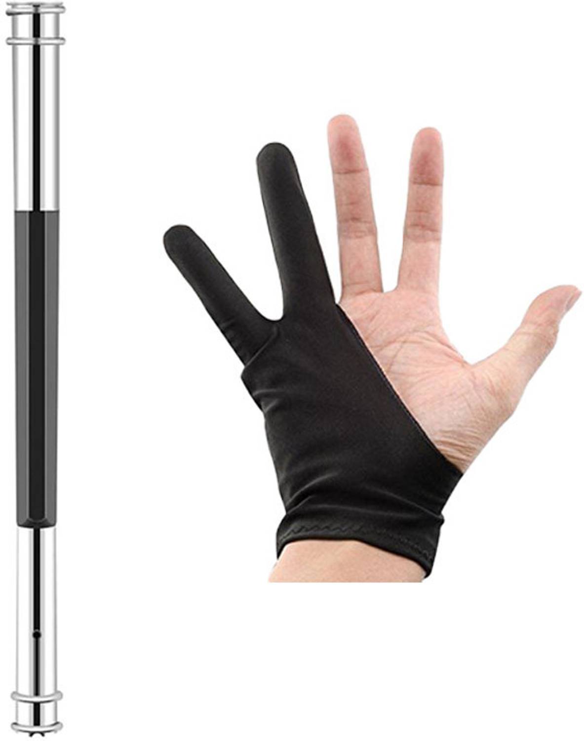 aklozzy Two finger gloves with a pencil extension for artists.
