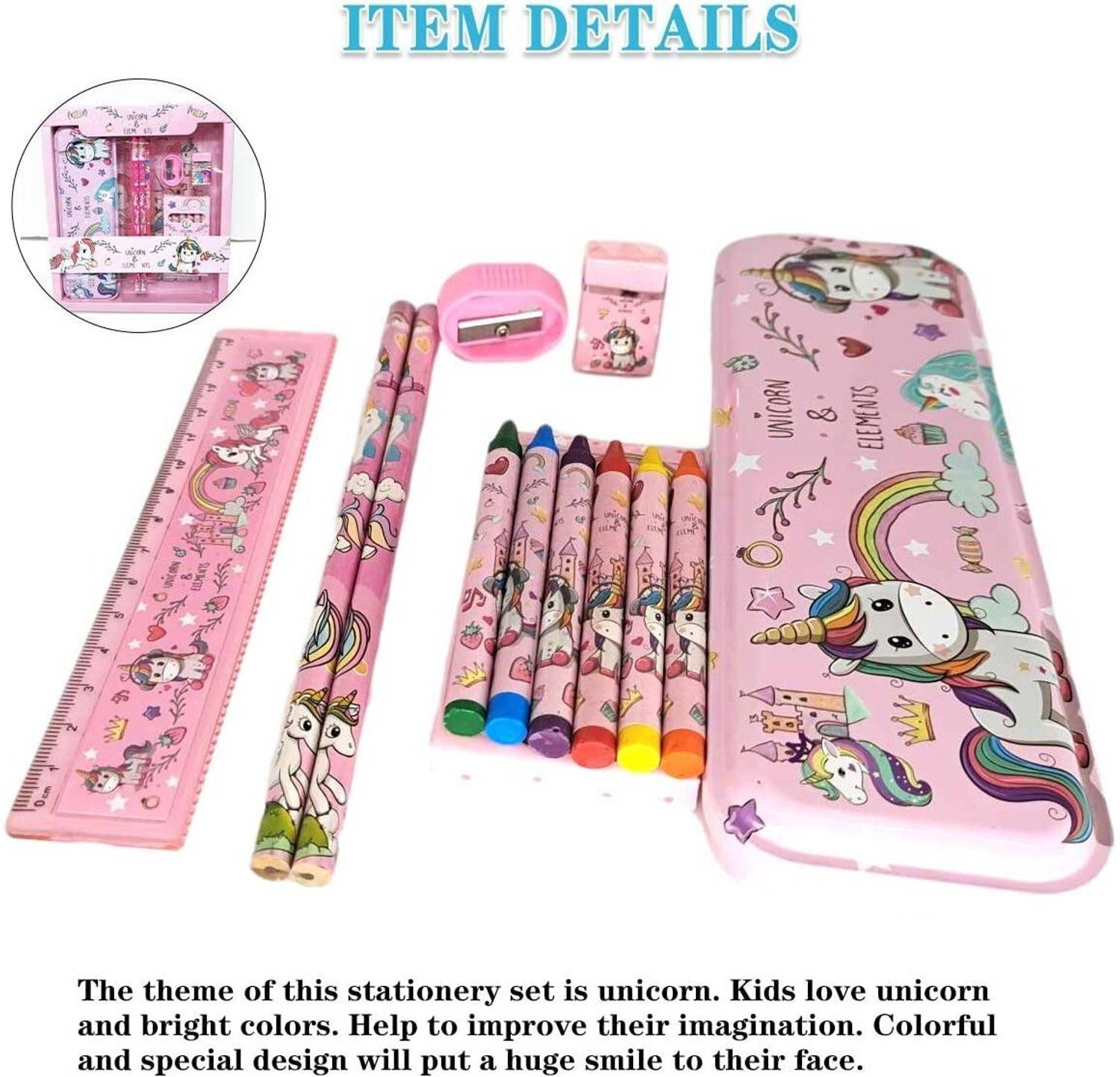 Shivas Unicorn 12-Piece Stationery Set with Eraser and Geometry - Image 4
