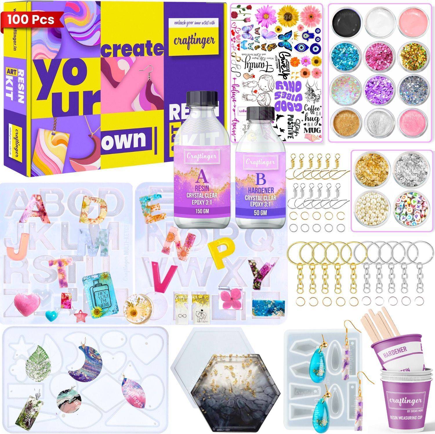 Craftinger Resin Art Keychain Coaster Earring Kit 200gm - Image 1