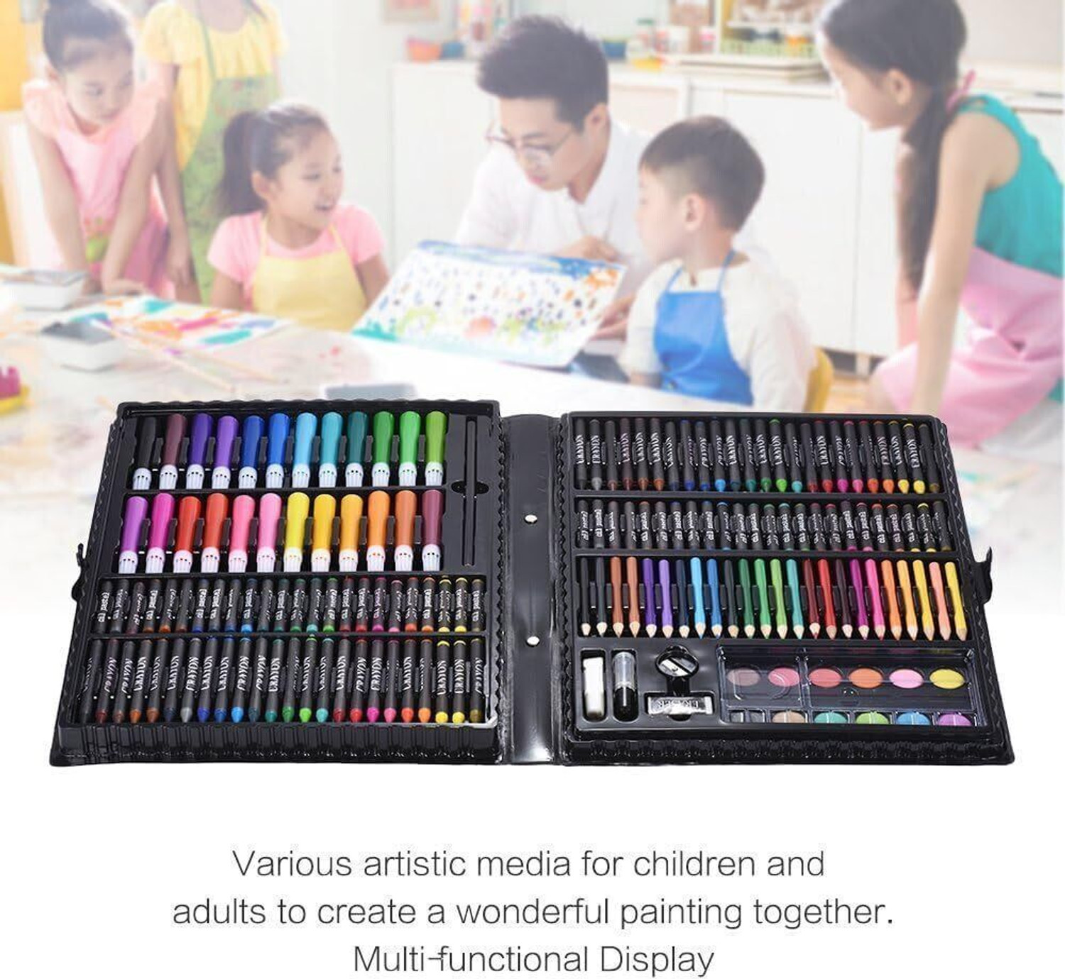 Image of Hogue Art Set Kit Painting Sketching Color Pencils Crayon Oil Pastel Marker Watercolor