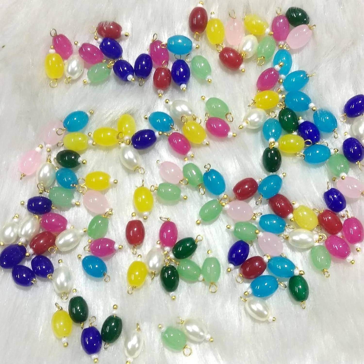 BeadsAndCraft Multicolor Oval Glass Bead (8mm) for Jewelry Making, Embroidery (Pack of 100 Pc)