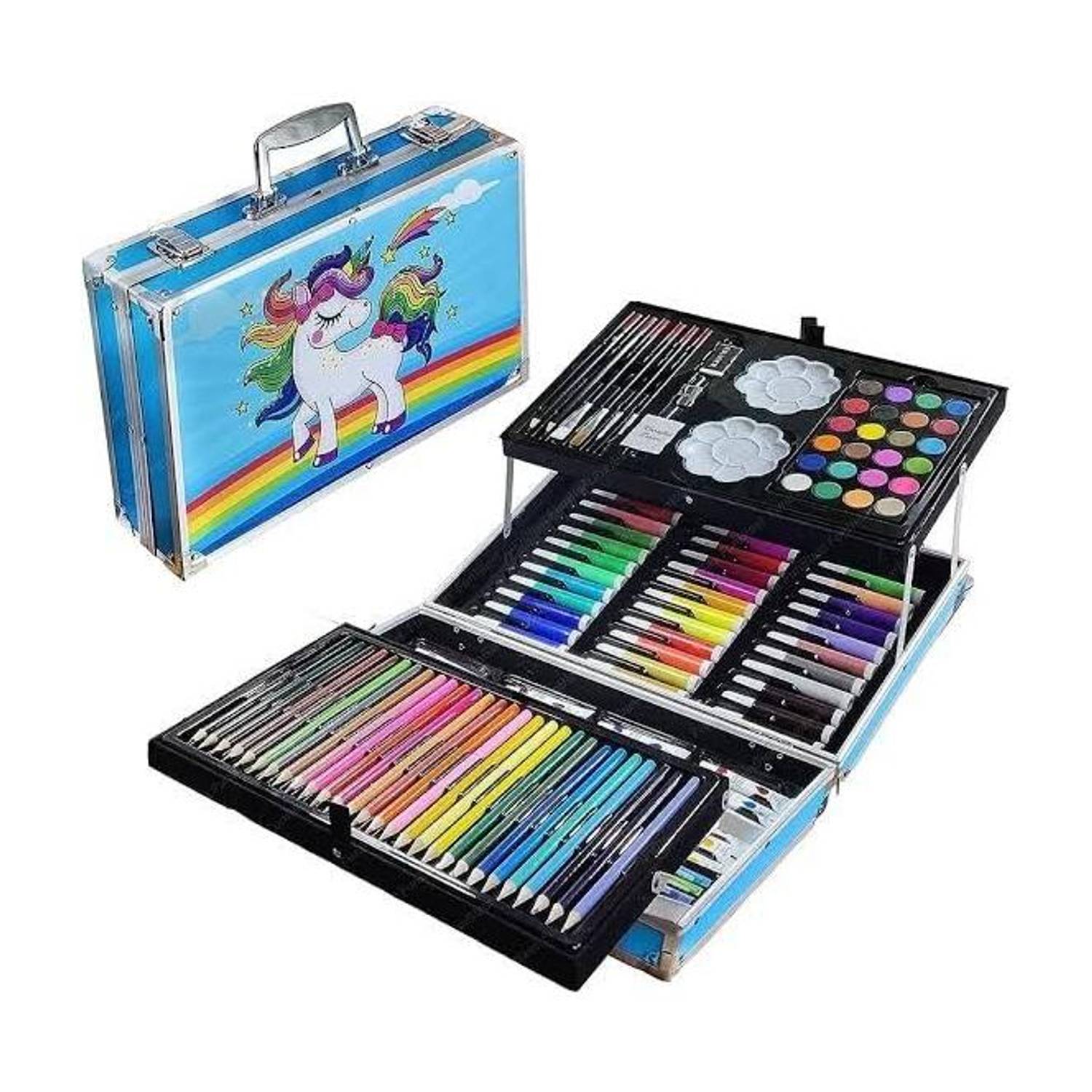 arthasya Unicorn Art & Craft Painting Box, Big Coloring Suitcase Multiple 145 Color Kit