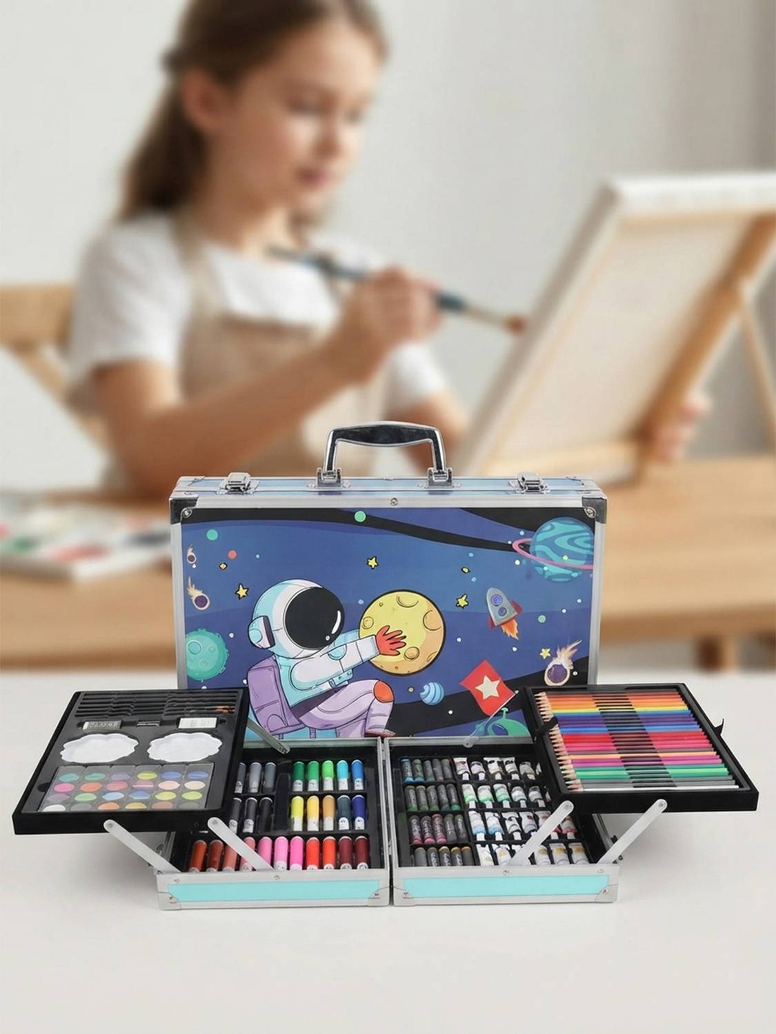 333MART Unicorn Art Drawing Set 155 Pieces Suitcase with Carrying Handle For Boys Girls