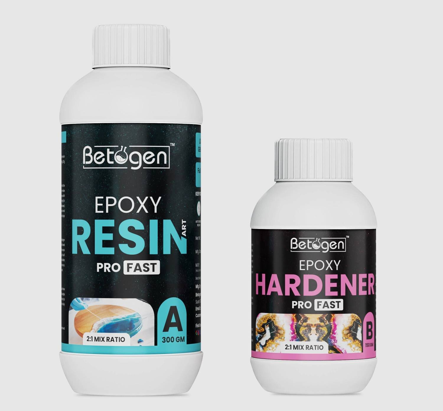 Betogen Epoxy Resin 2:1 Ratio Resin And Hardener 450gm, Set For Art And Craft