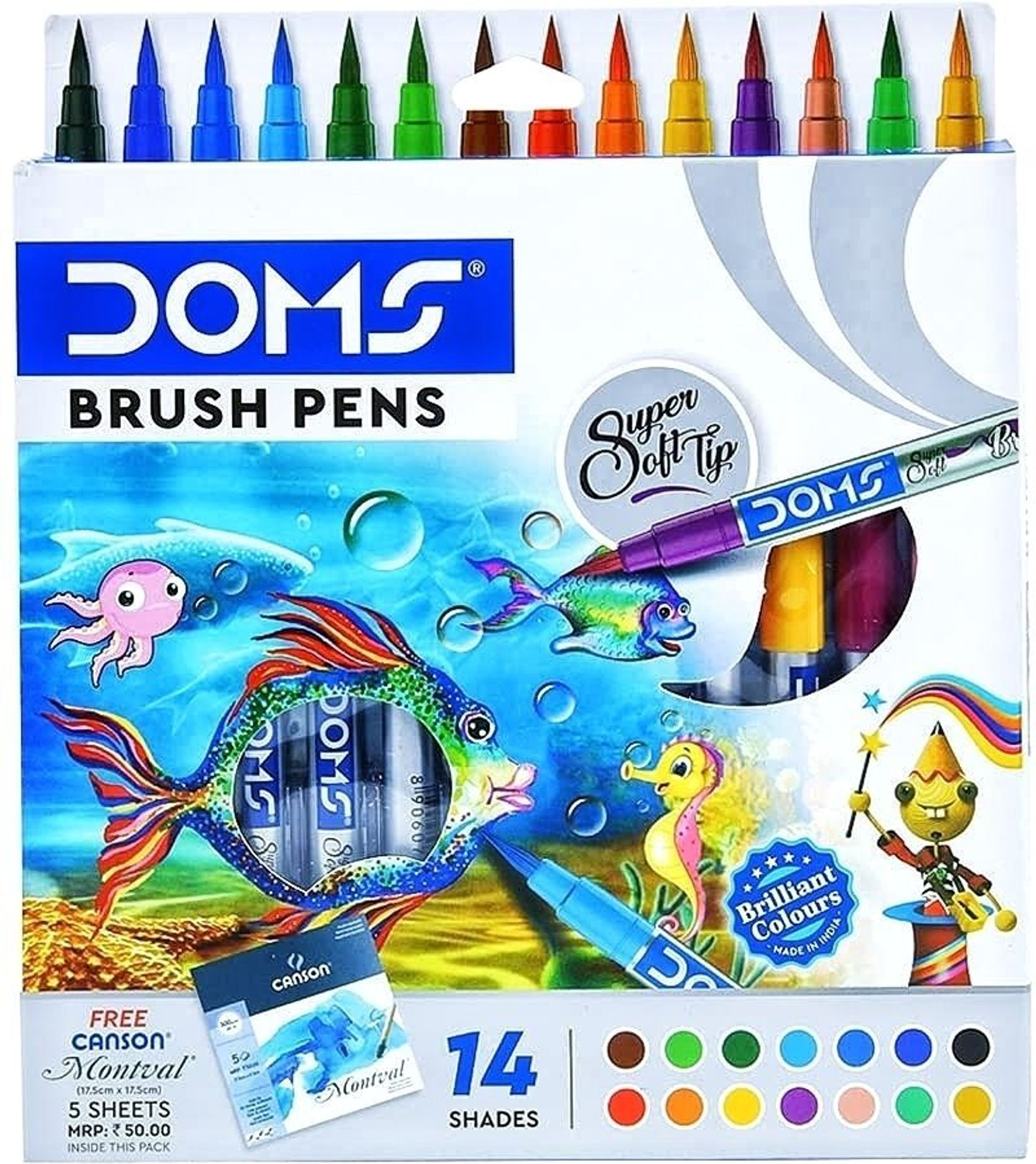 Image of DOMS 14 Shades Brush Pens (Set of 1, Multicolor)