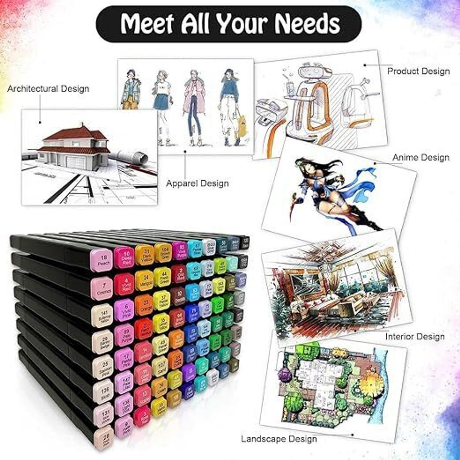 Image of NEEV ART Art Markers 48 Colours with Carrying Case for Painting Sketching