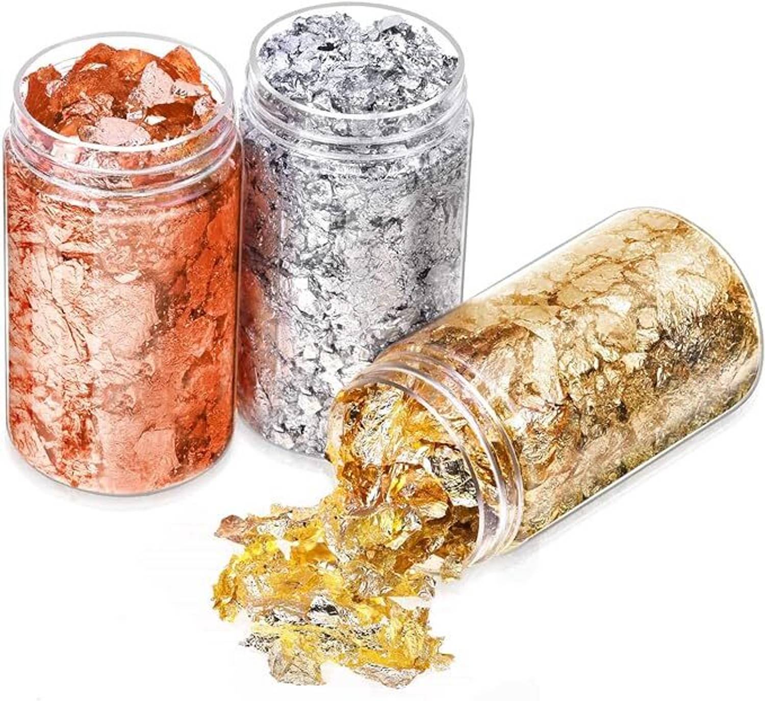 AK GOLD LEAF Gold Foil Flakes for Resin, 15g Flakes for Nails, Painting Crafts (5g / Bottle)
