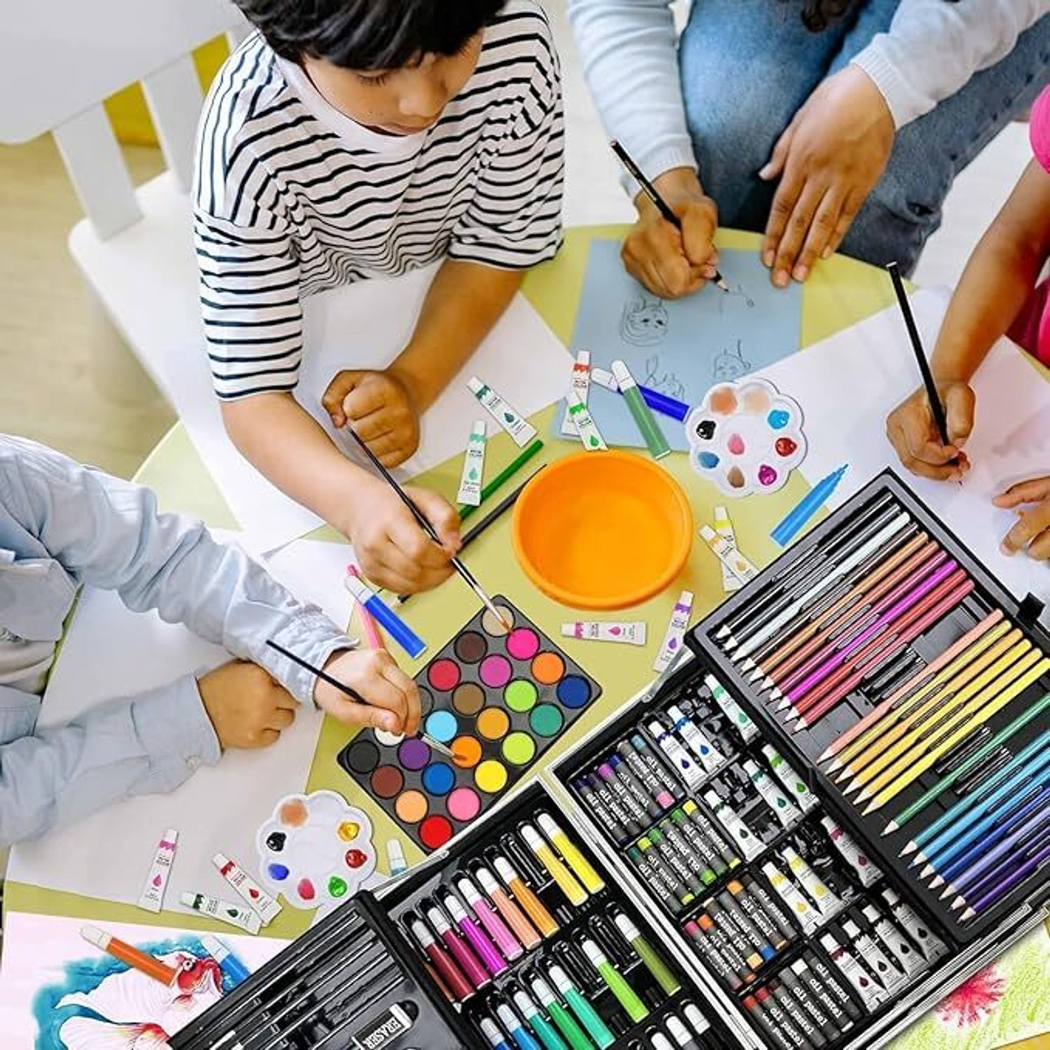 Image of Eclet 145 Pieces Art Set for Kids with Super Hero Theme Storage Case, Art and Crafting