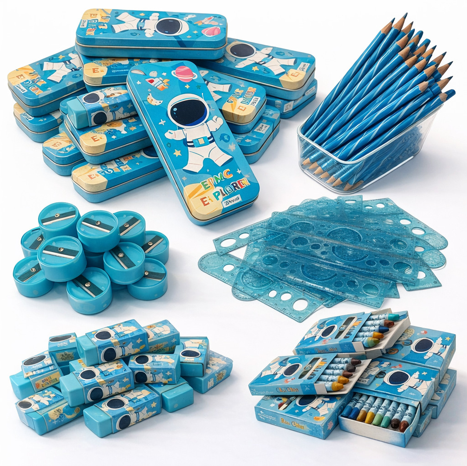 Image of Bouncy Bright 84 Pcs Kids Stationery Return Gift Set with Metal Pencil Box & Crayons