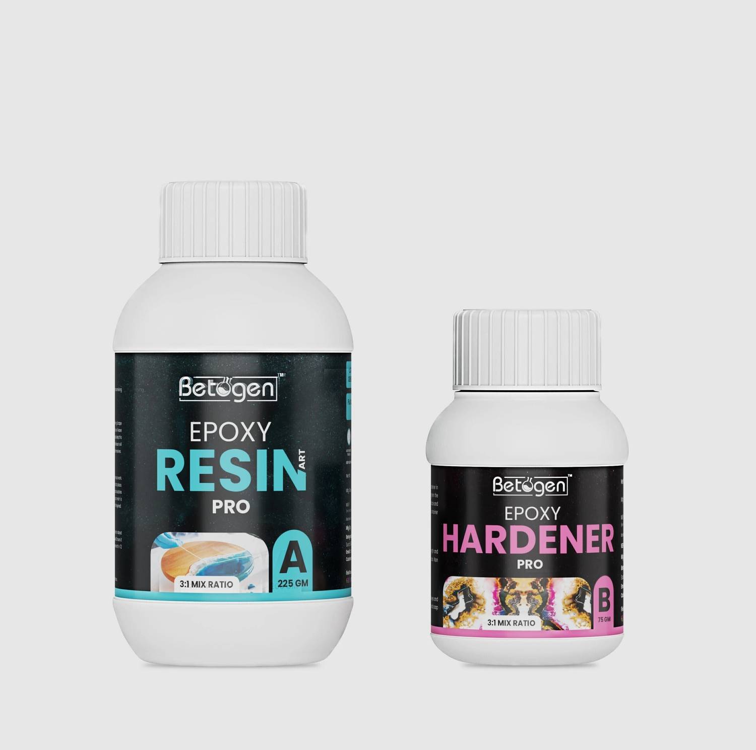 Betogen Epoxy Resin 3:1 Ratio Resin And Hardener 300gm Set For Art And Craft