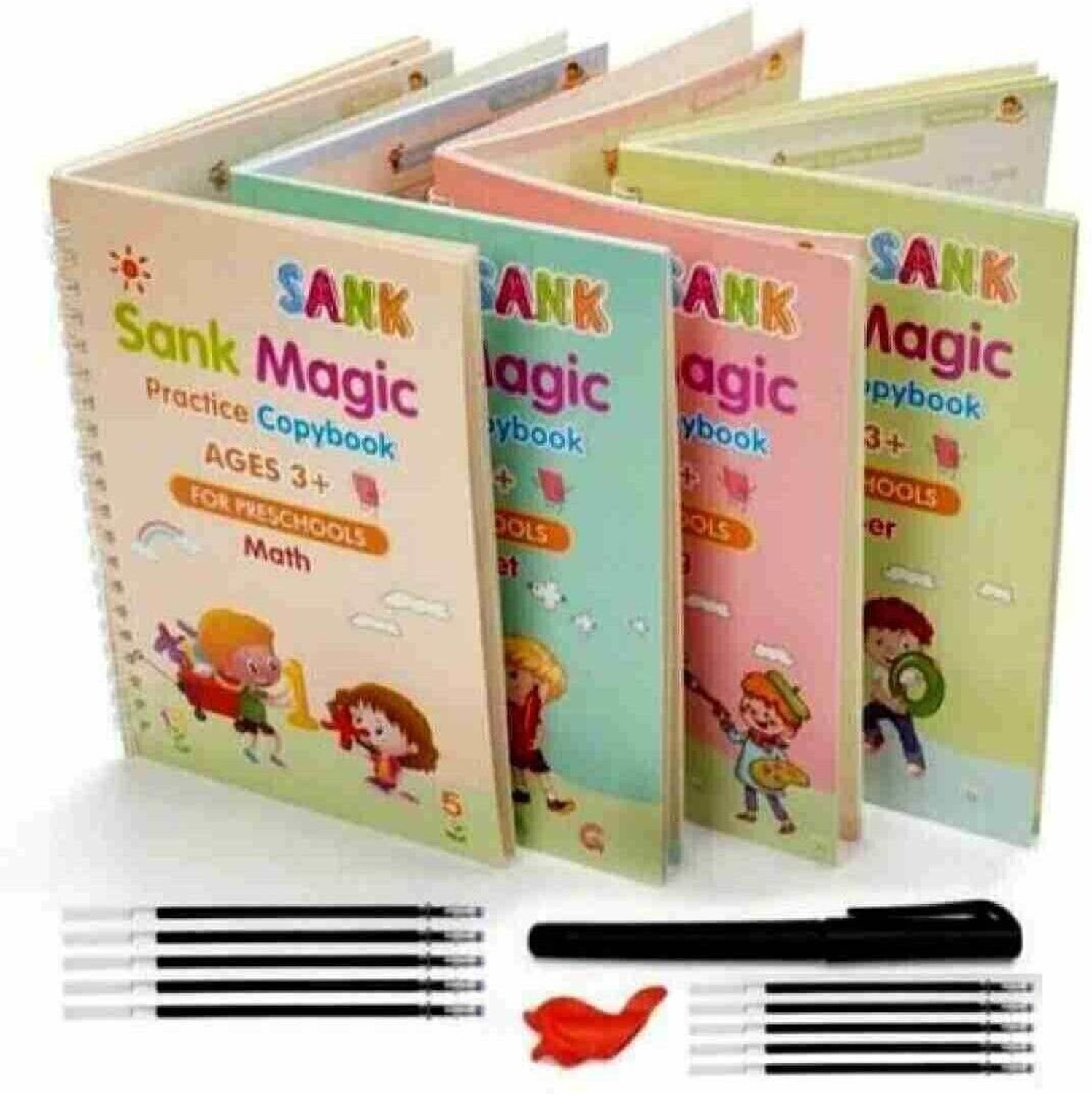 Image of MIND AND MORE Sank magic book (4book +1pen+1 hand grip +10 refill) self deleting Reusable book