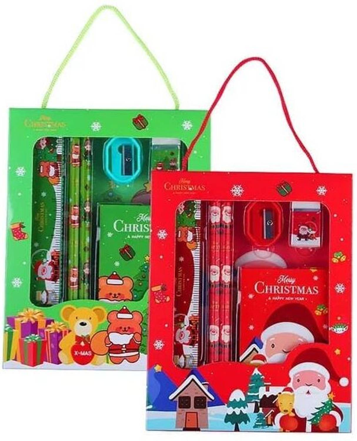 AMYCAUR Santa Claus Theme School Stationery Kit for Kids Christmas Day Gift Set for Kids