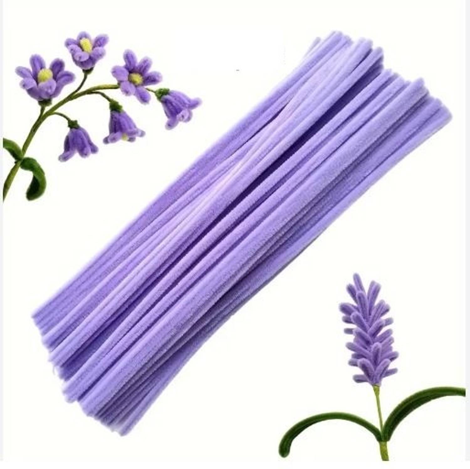 Batricher 100 Pcs Pipe Cleaner for Craft, Hobby, Fun, DIY Accessory Pastel Purple