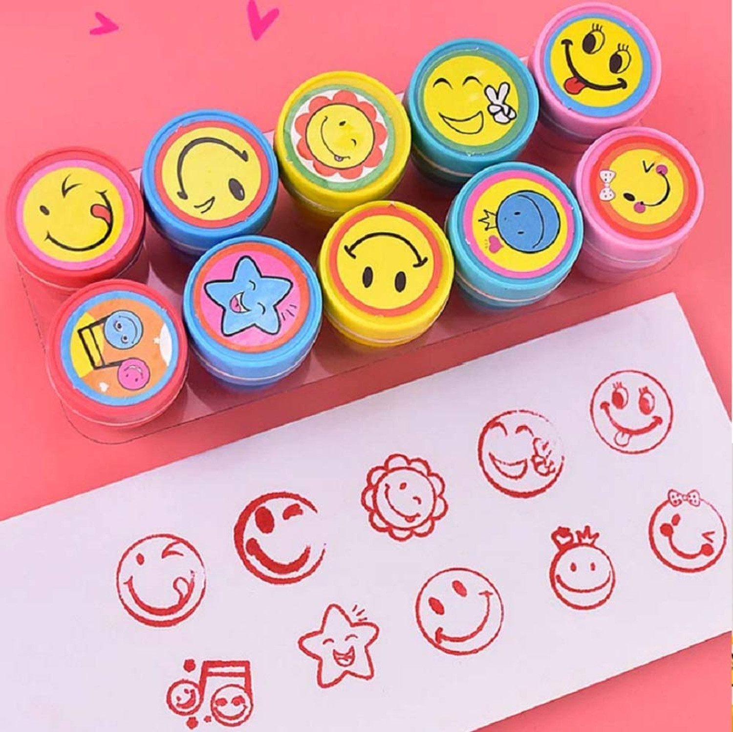 Image of Kandle 10 Pcs Emoji Stamper -Plastic Stamper Toys Art and Craft School Supplies