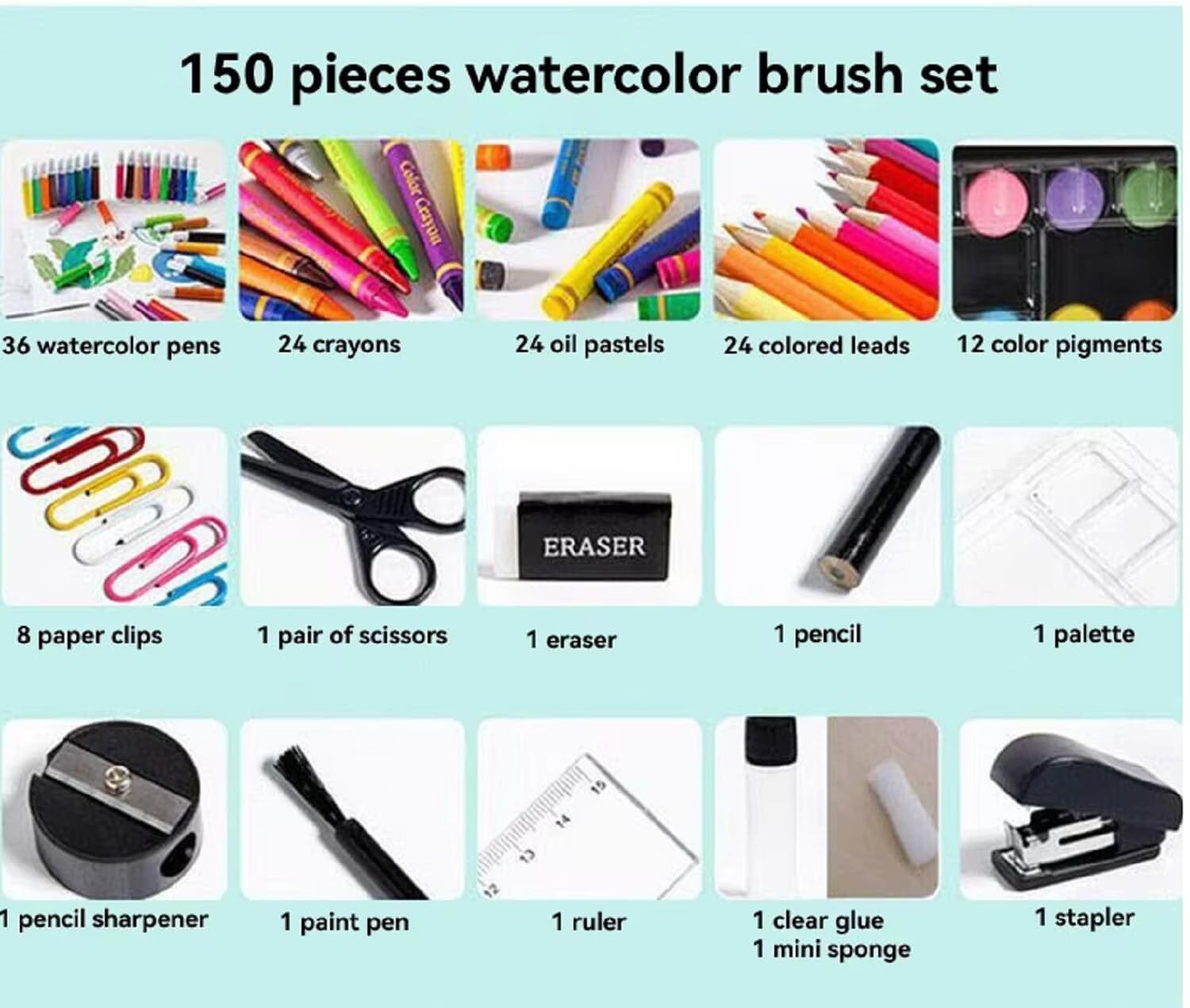 Image of Emaliya Retails Art Set for Kids with Case,150 Pieces Art Supplies Kit for Drawing and Painting.