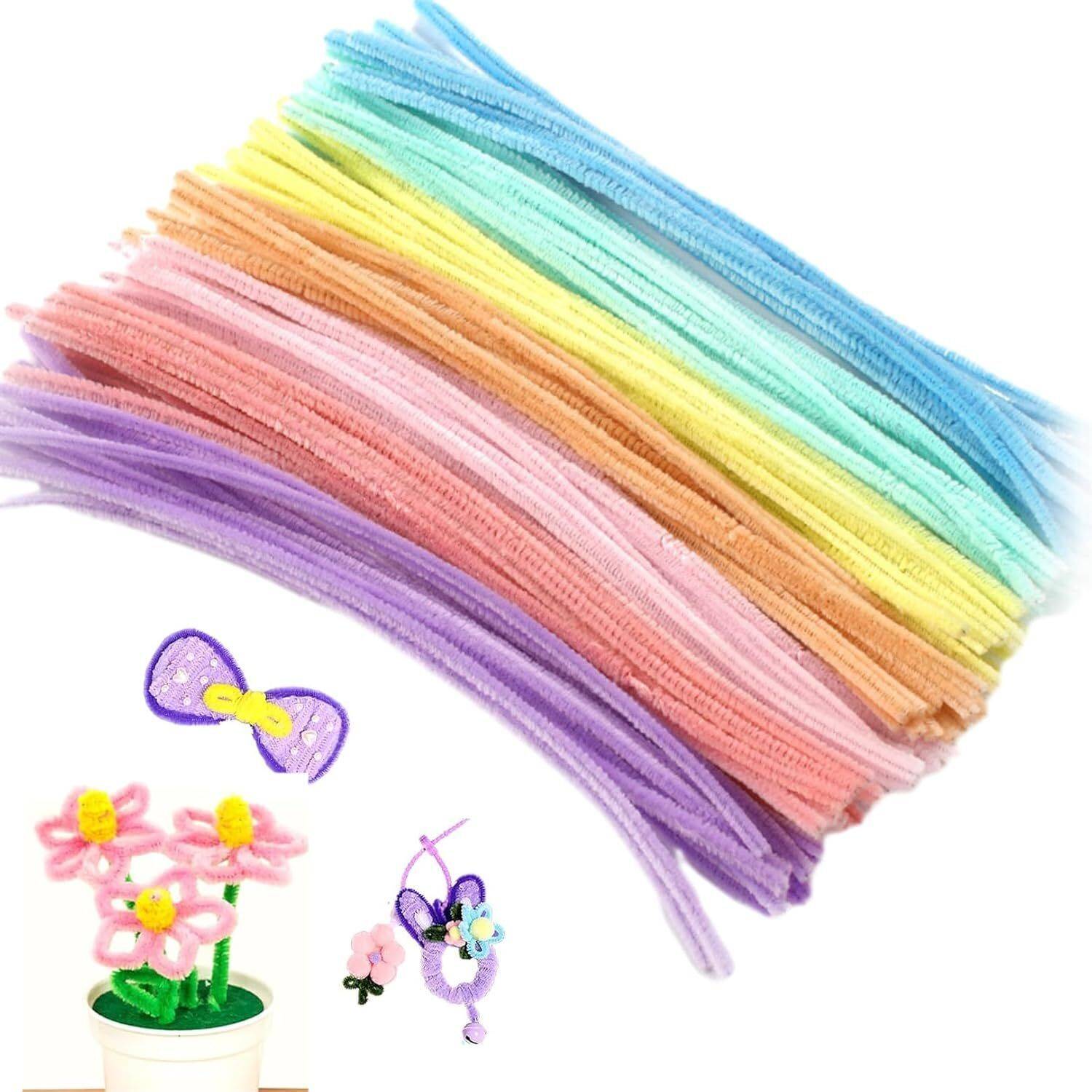 Batricher 12inch Pipe Cleaner Pastel Multicolor 100pcs for Hobby Craft, Scrapbooking & DIY