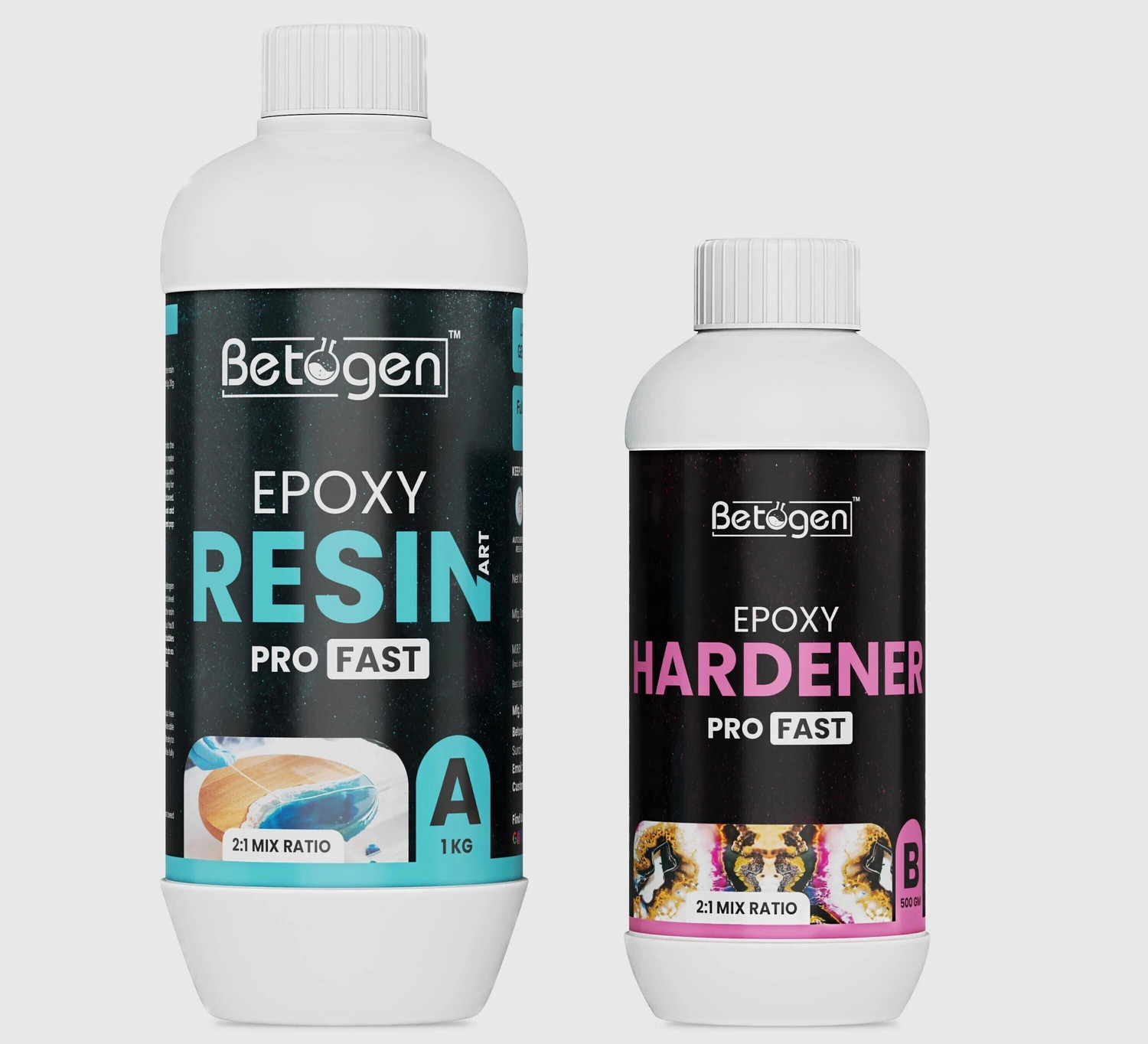 Image of Betogen Epoxy Resin 2:1 Ratio Resin And Hardener 1500gm Set For Art And Craft