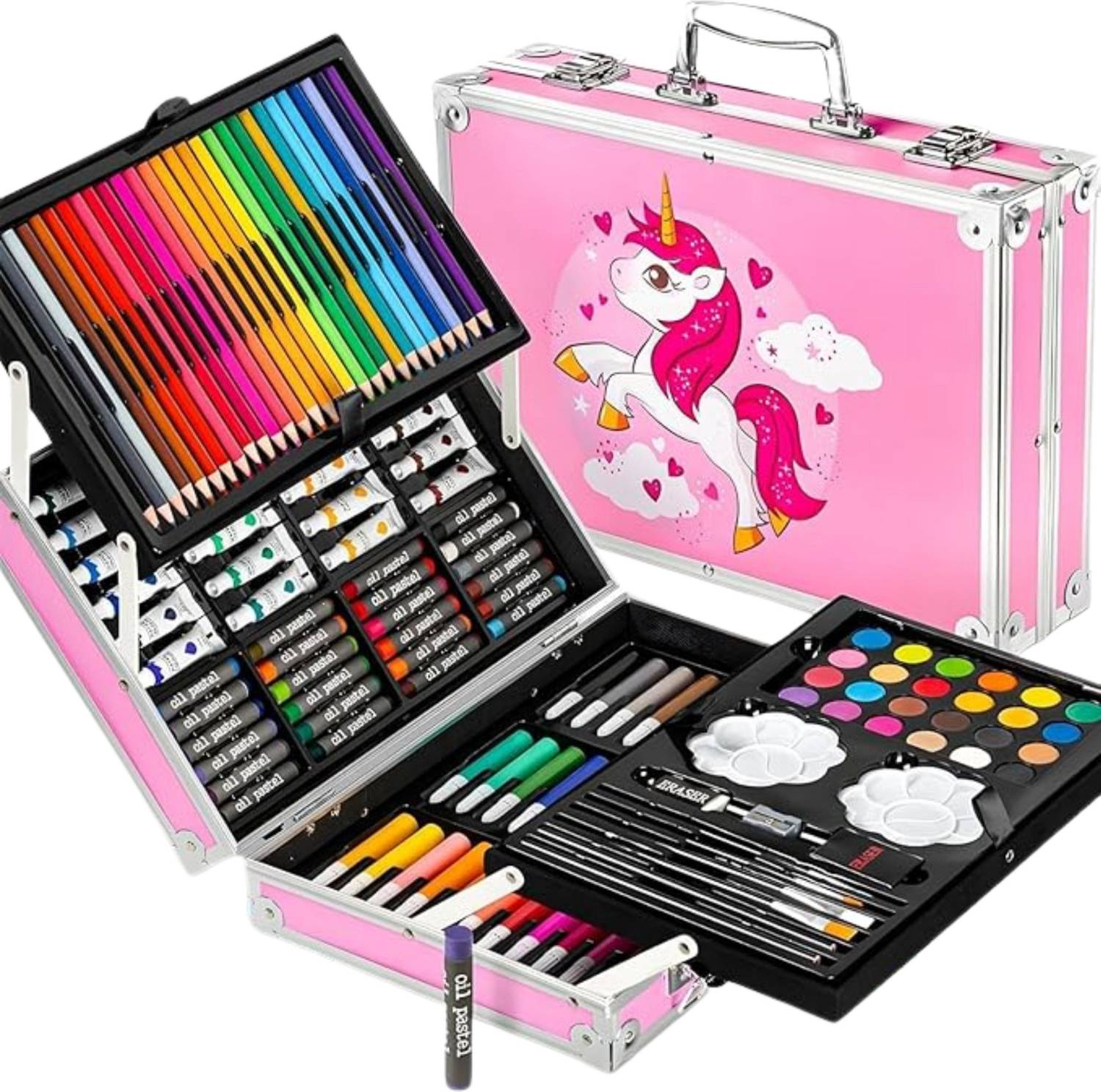 camin Unicorn Art Kit for Girls, 145-Piece Color Set