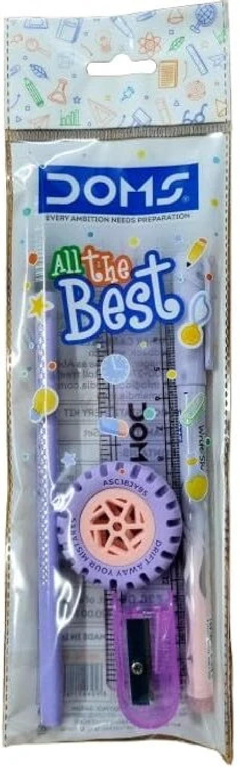 Image of DOMS All The Best Stationery Kit| Includes 1 Each-Ballpen,Scale,Pencil Pack of 5New