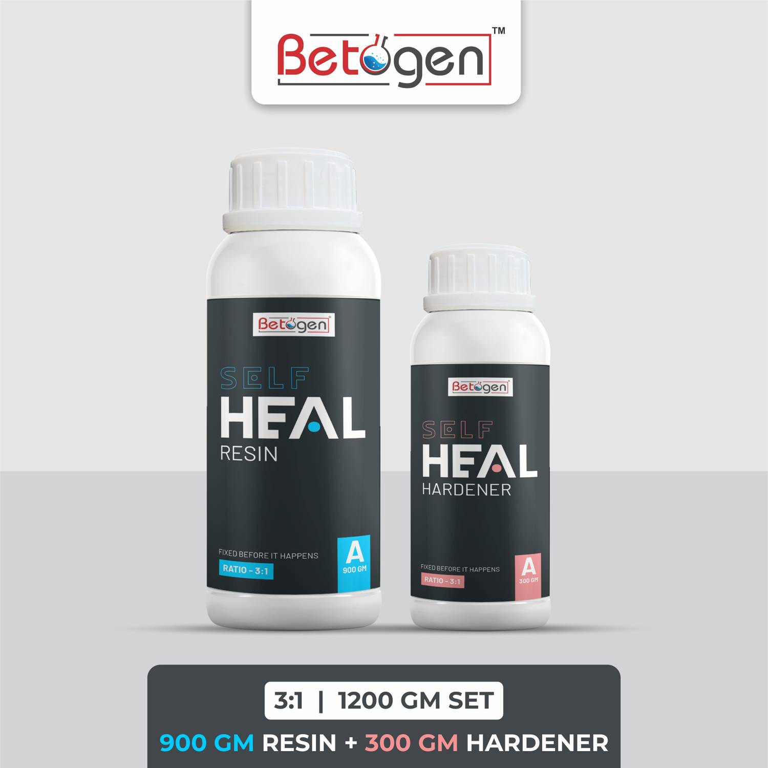 Betogen Self Heal Epoxy Resin 3:1 Ratio Resin And Hardener 1200 gm Set For Art