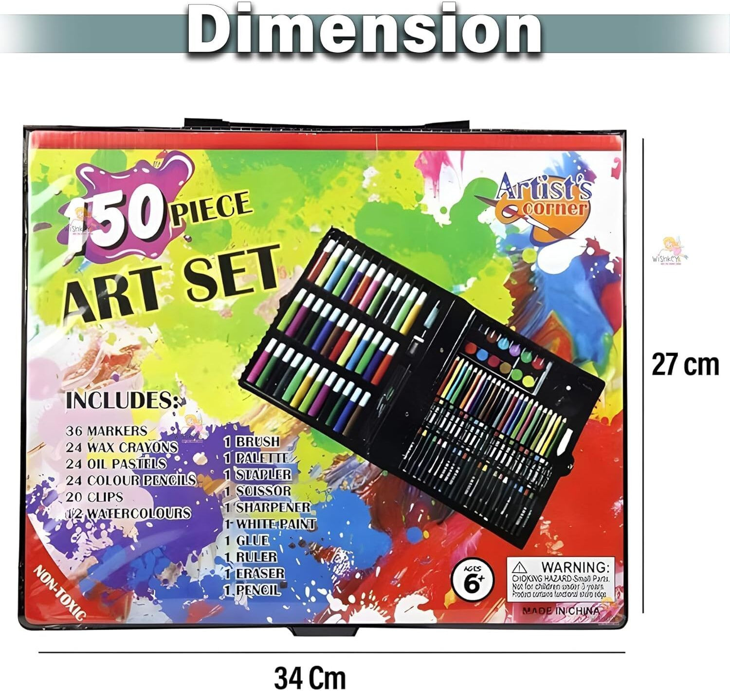 Image of Dwarkadhis Creation 150 Piece Deluxe Art Set With Case, Kids Art Set for Drawing Painting Sketching