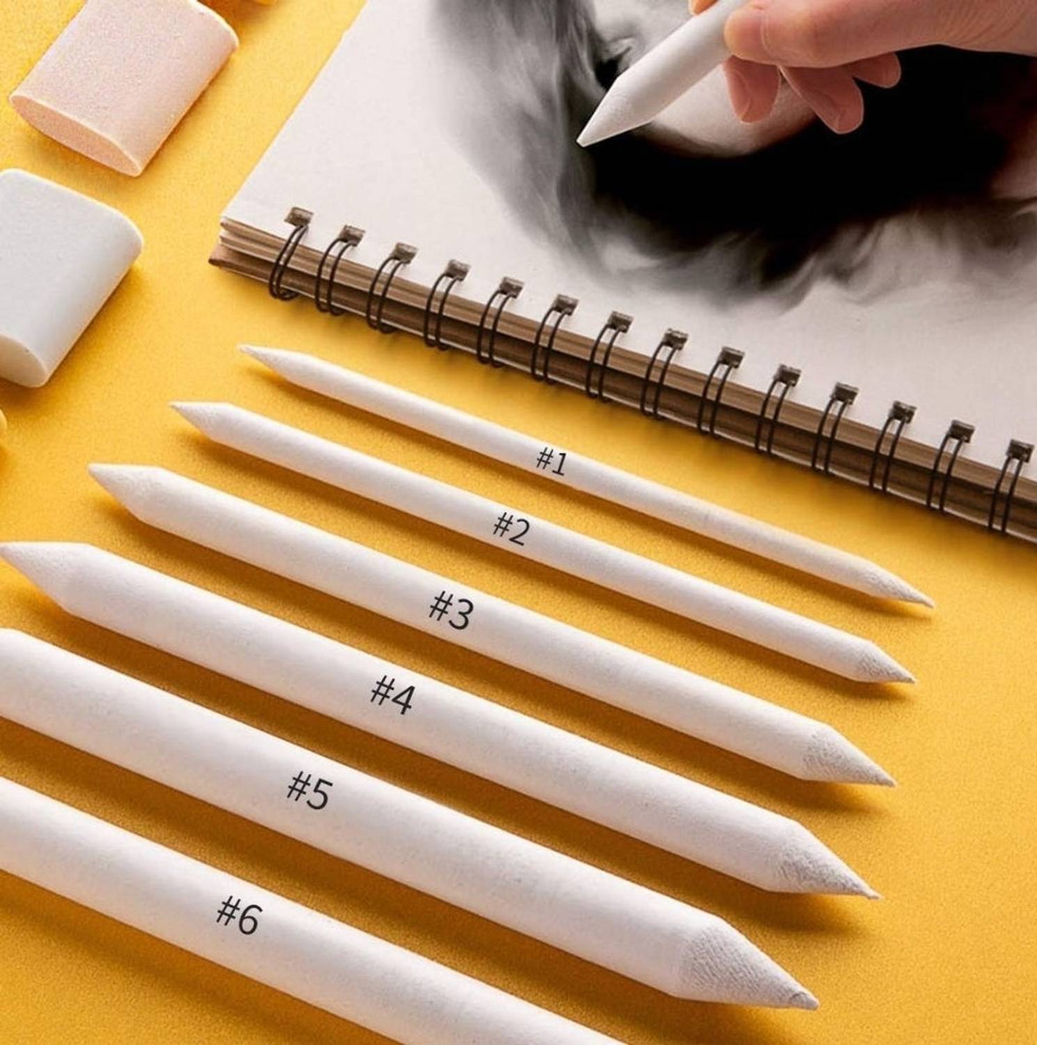 BongiEcom White Paper Stumps Set - Blending and Shading Tools for Artists ( Pack of 6 )